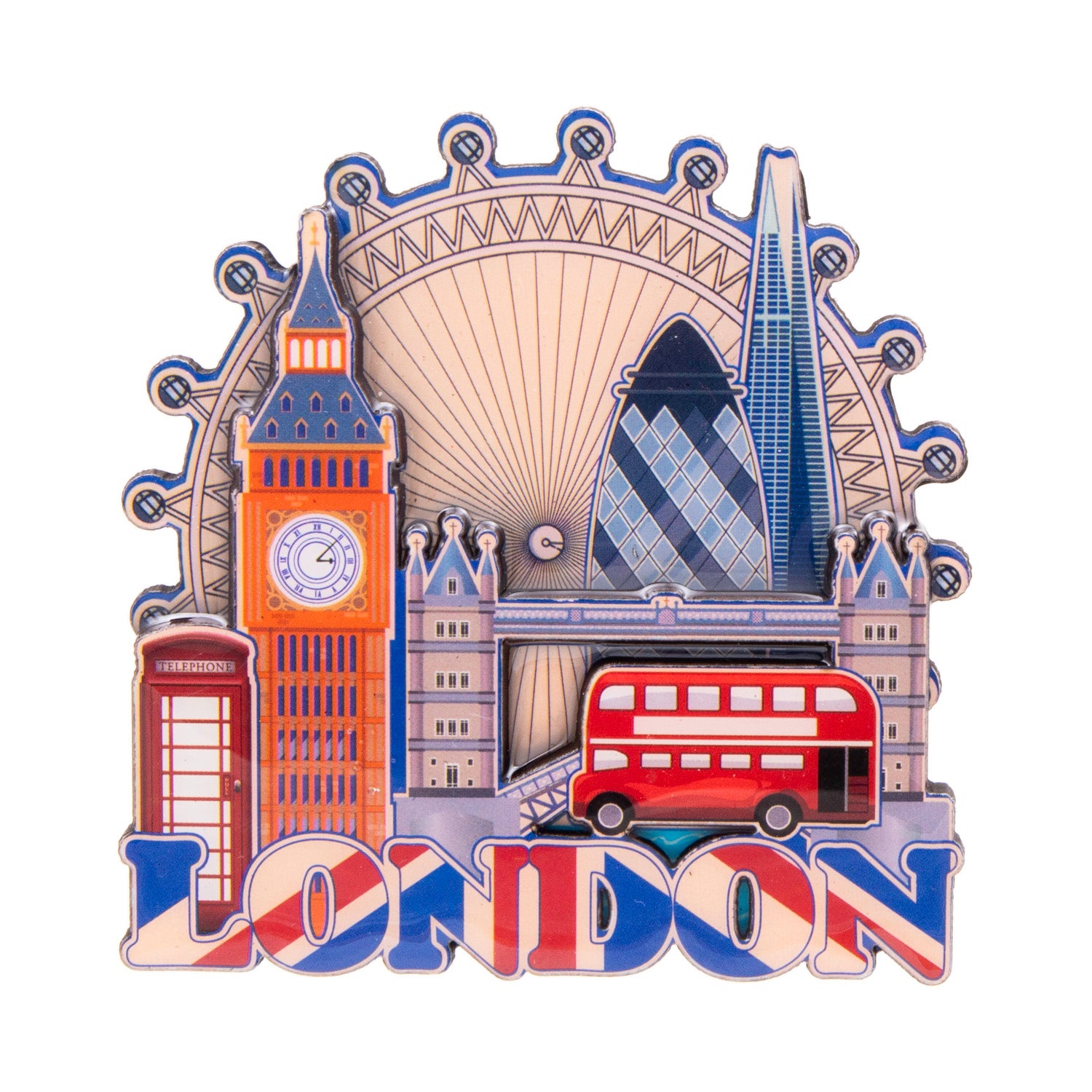London Collage Layered Wood & Resin Magnet
