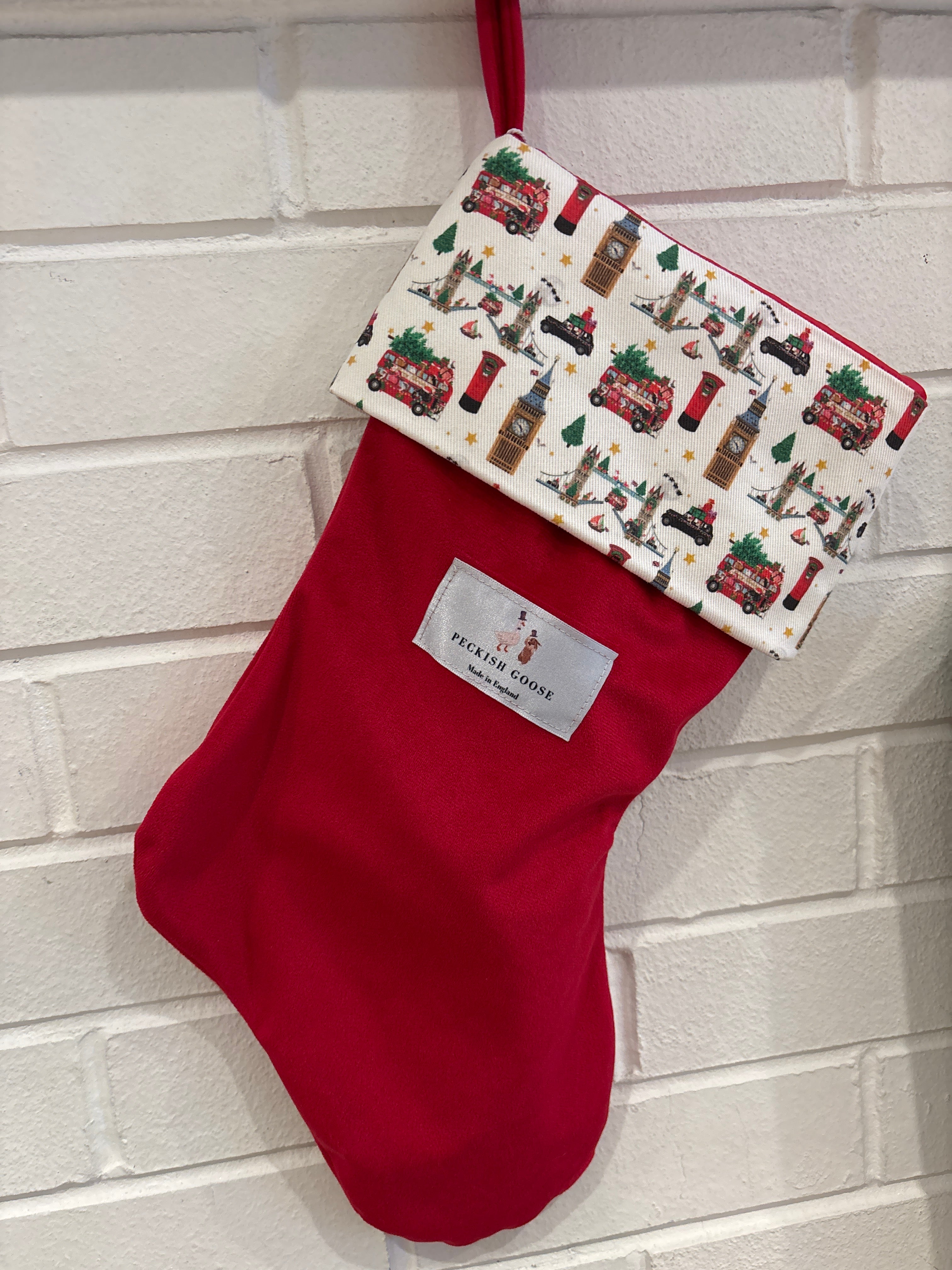 Peckish Goose Christmas Stocking Red