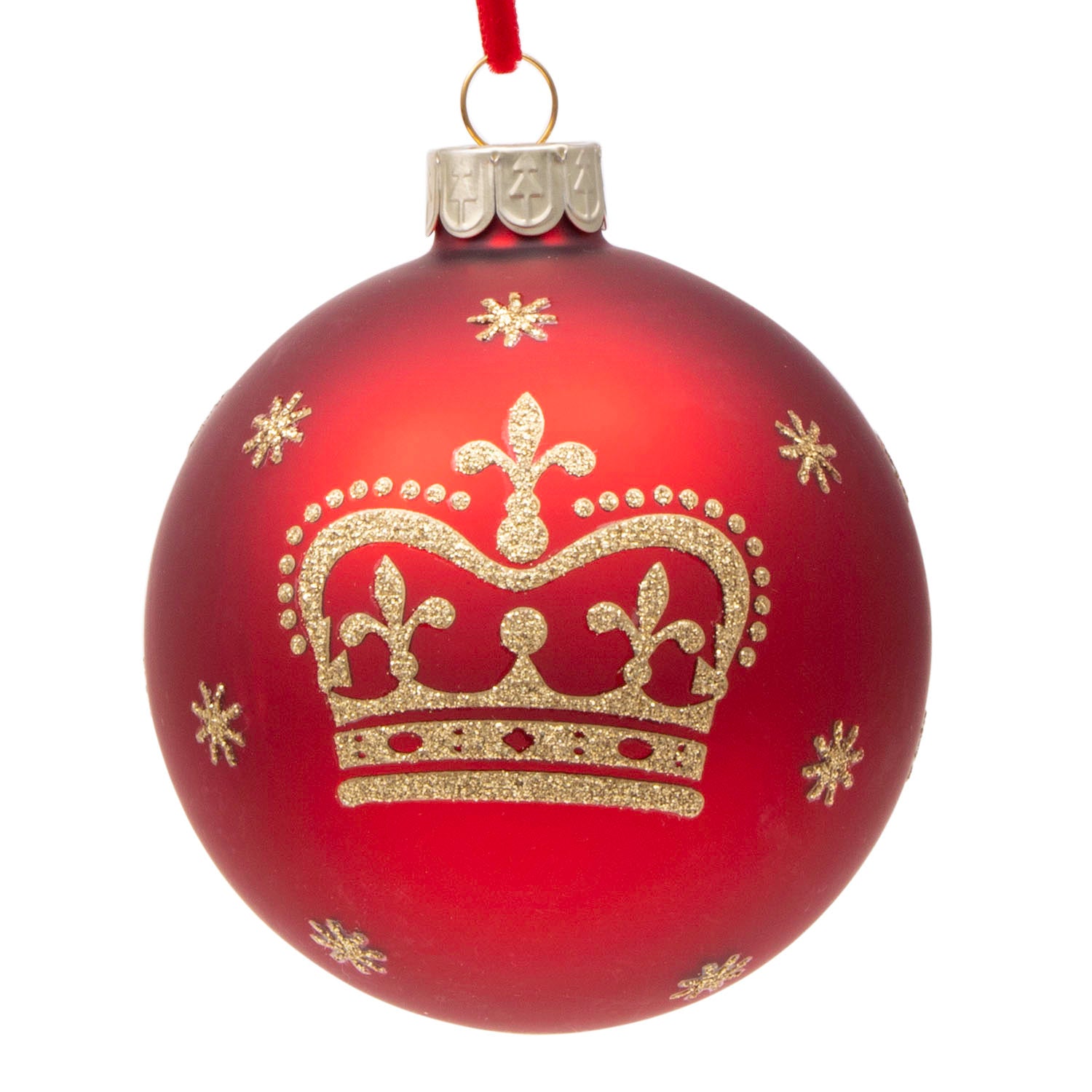 Gisela Graham King Charles III Bauble Christmas Decoration - Royal Matt Red 2