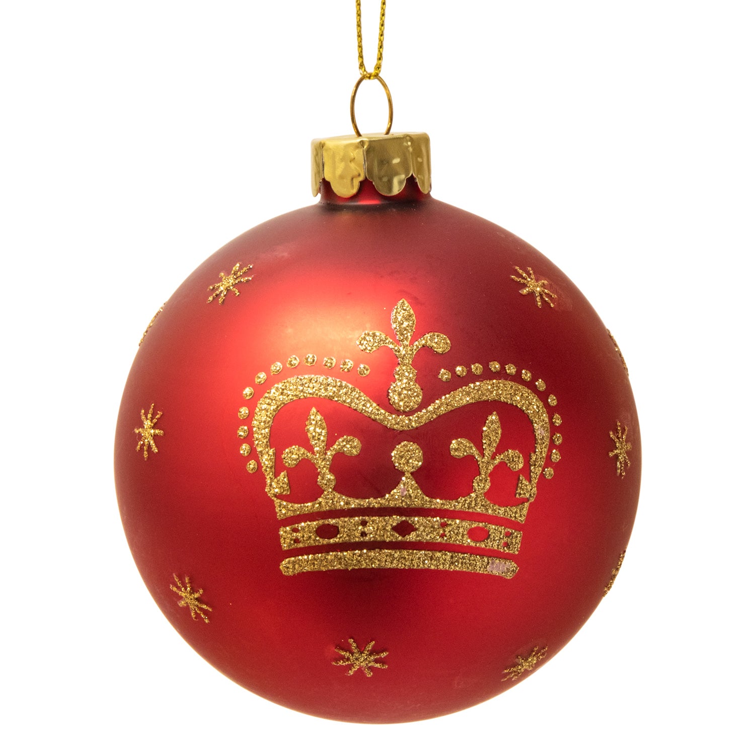 Gisela Graham King Charles III Royal Bauble Christmas Decoration - Red/Gold 2