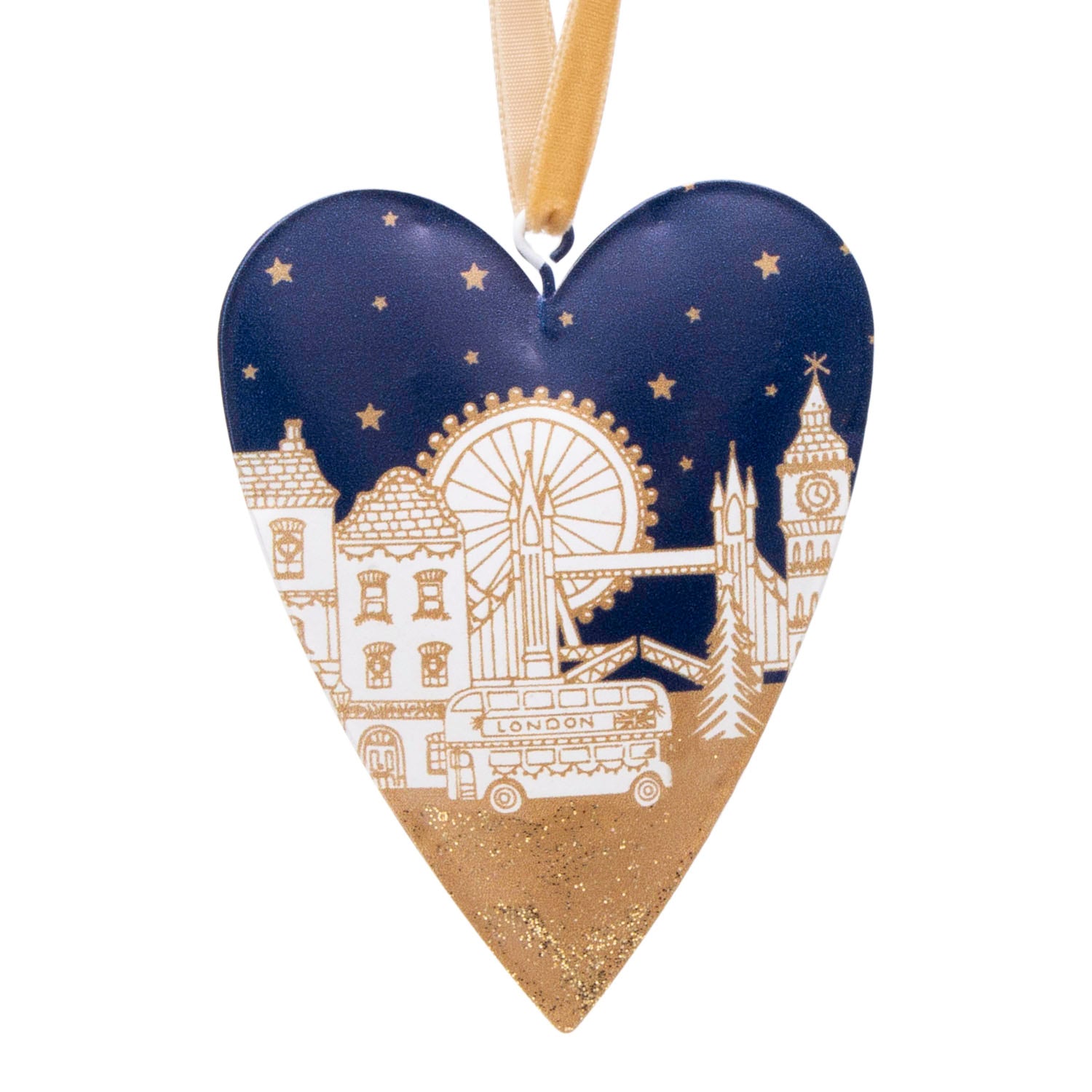 Gisela Graham Metal Tin London At Night Scene Heart Decoration 1