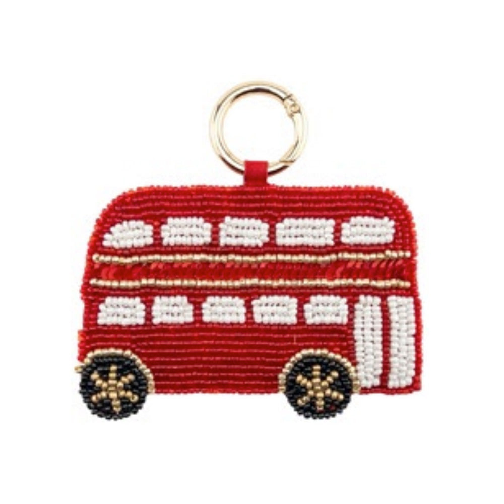 Grace & Glory Beaded Bag Charm Red Bus