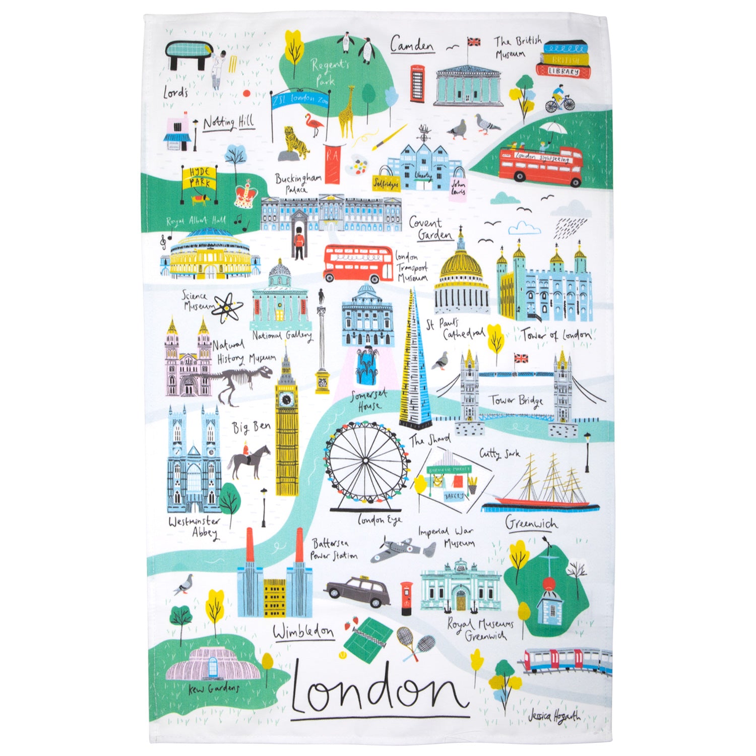 Jessica Hogarth London Map Tea Towel