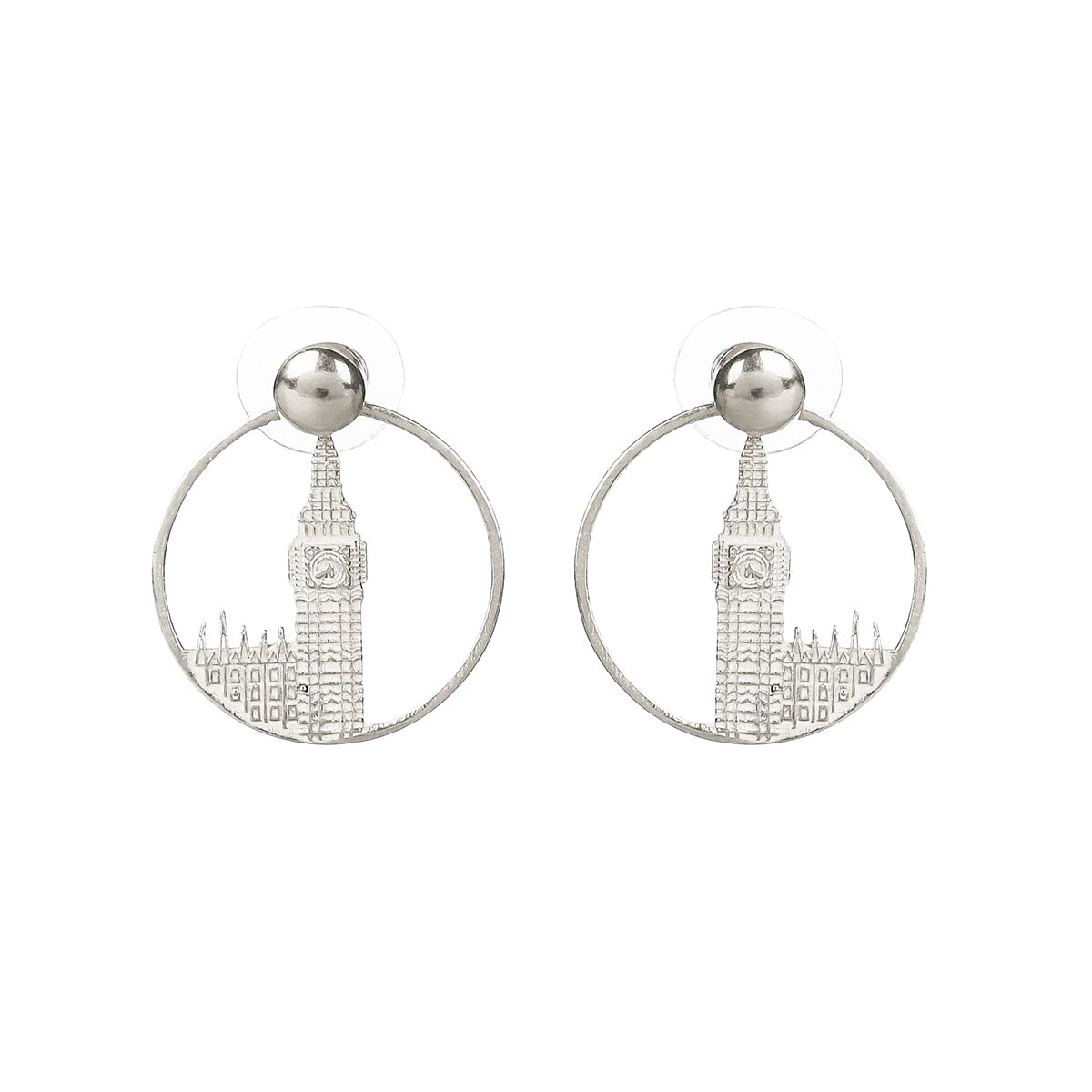 Pair of Jey Jewels Big Ben Silver Hoop Earrings  - Small