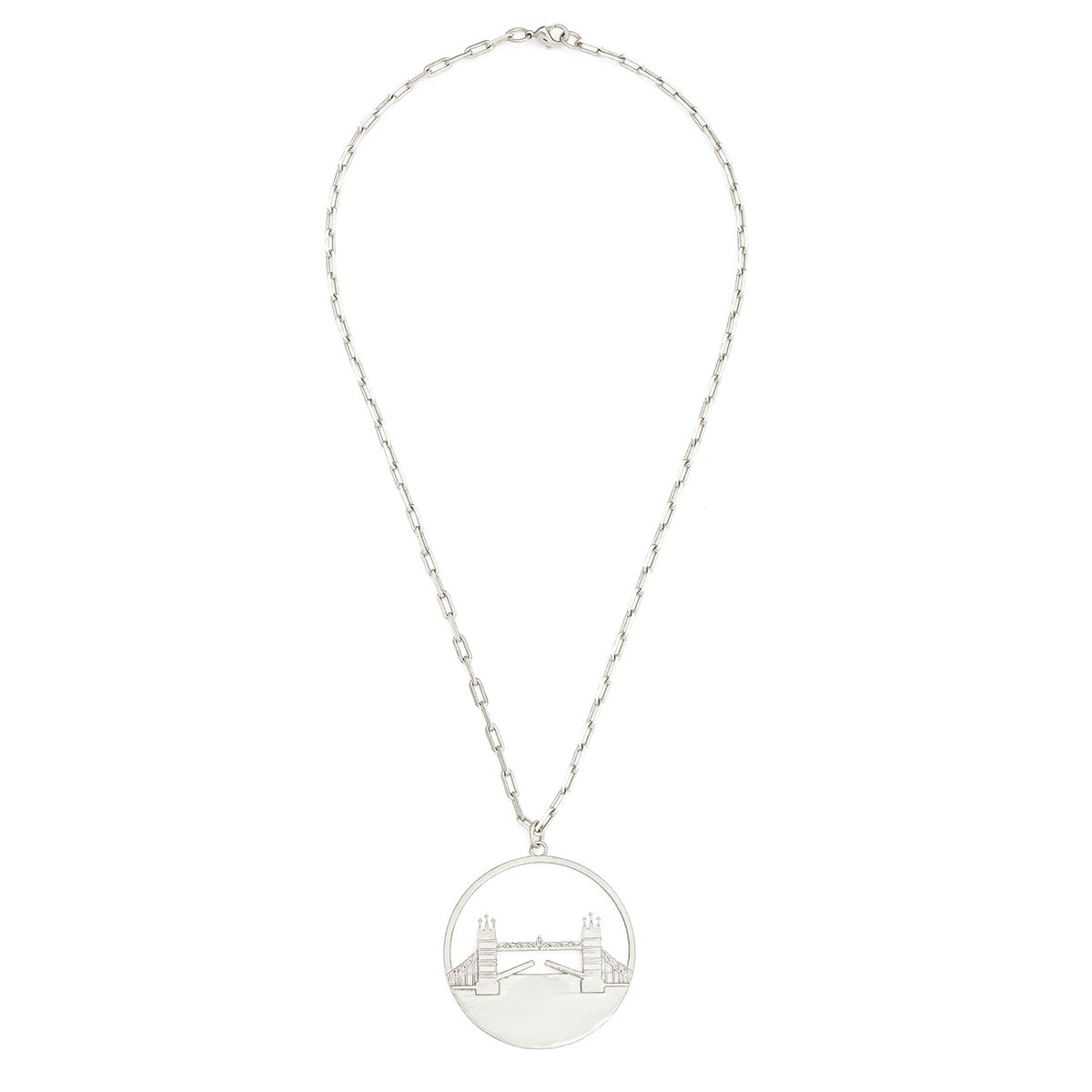 Jey Jewels Tower Bridge Silver Pendant Necklace - Large