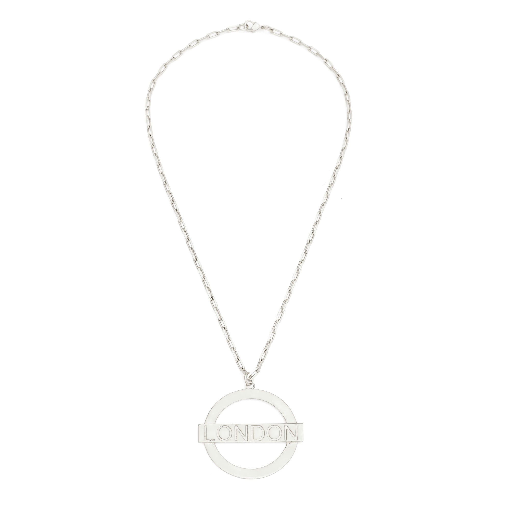Full view of Jey Jewels London Underground Silver Pendant Necklace - Large