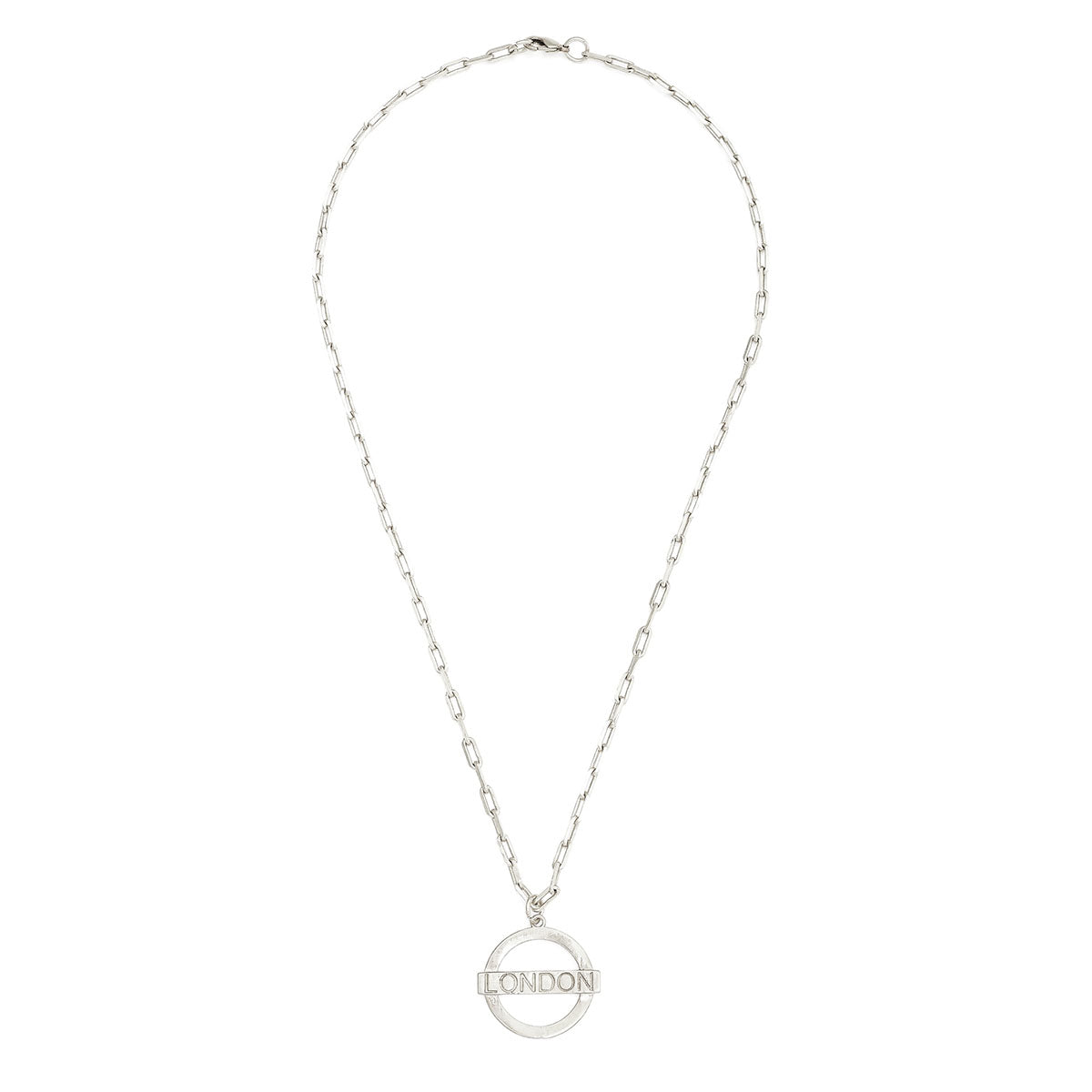 Full view of the Jey Jewels London Underground Silver Pendant Necklace - Small