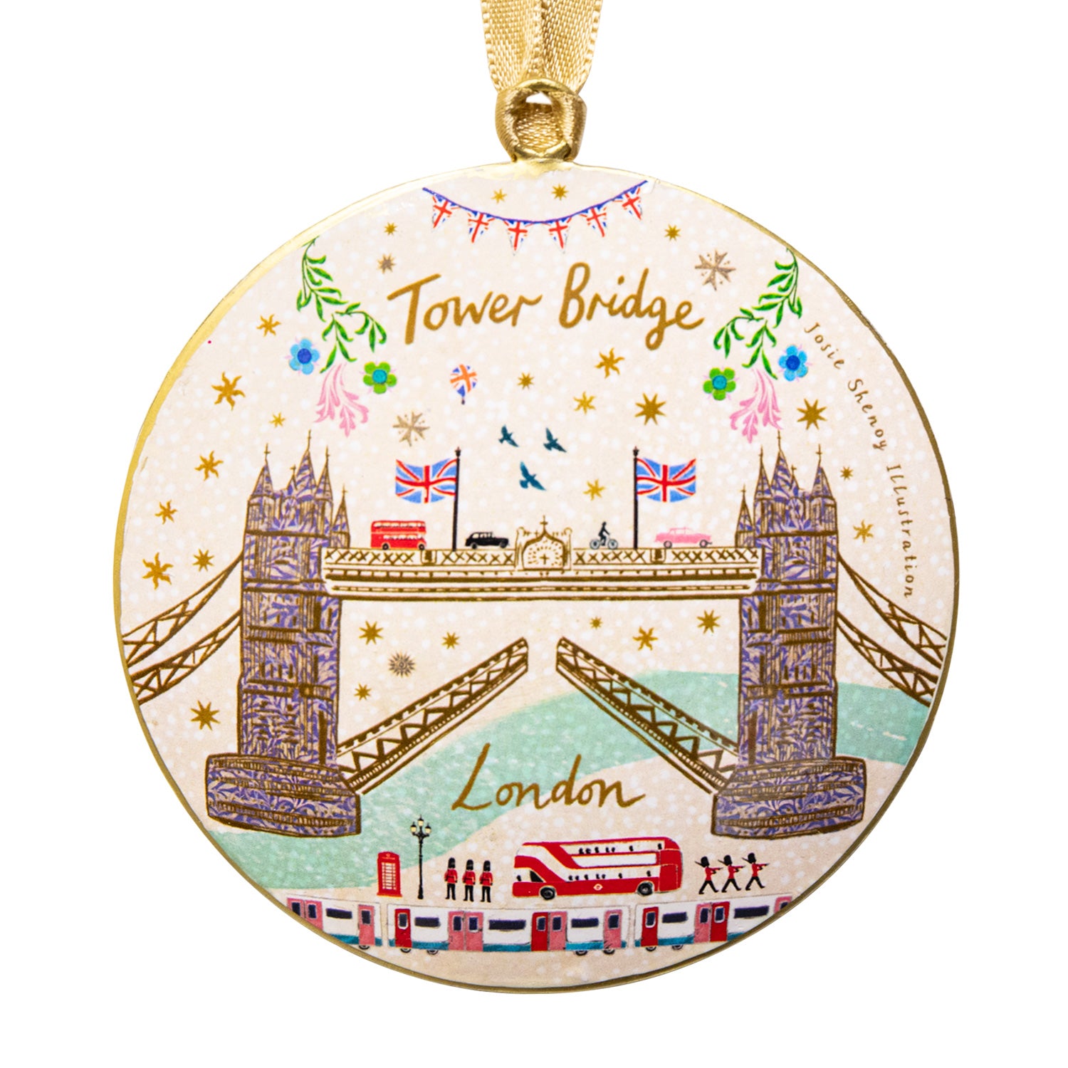 Josie Shenoy Tower Bridge Round Metal Christmas Decoration