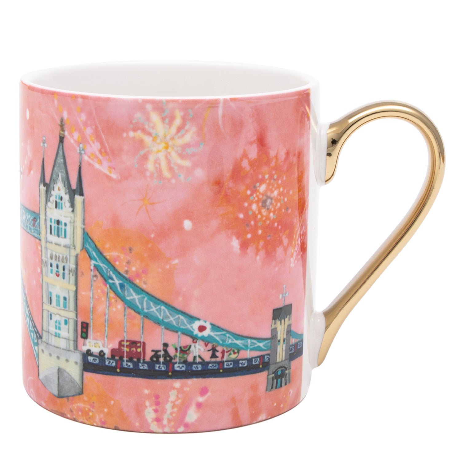 Lucy Loveheart Firework Gold Handled Mug 1