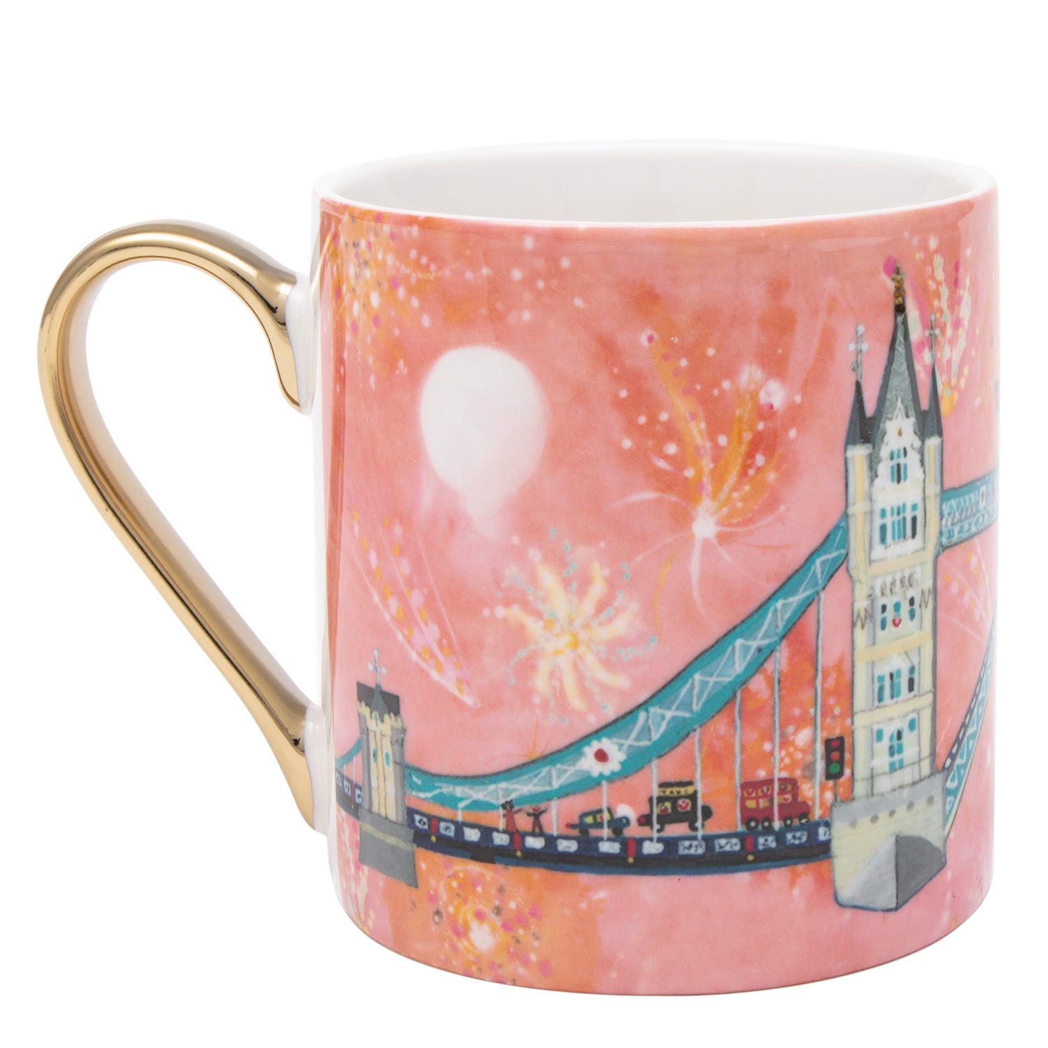 Lucy Loveheart Firework Gold Handled Mug 3