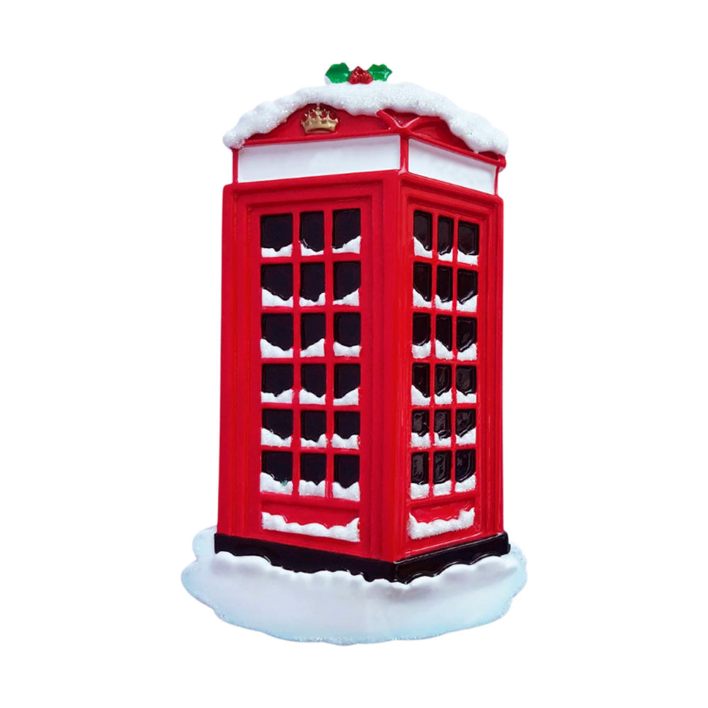 Red Phone Box Personalised Christmas Decoration - No Writing