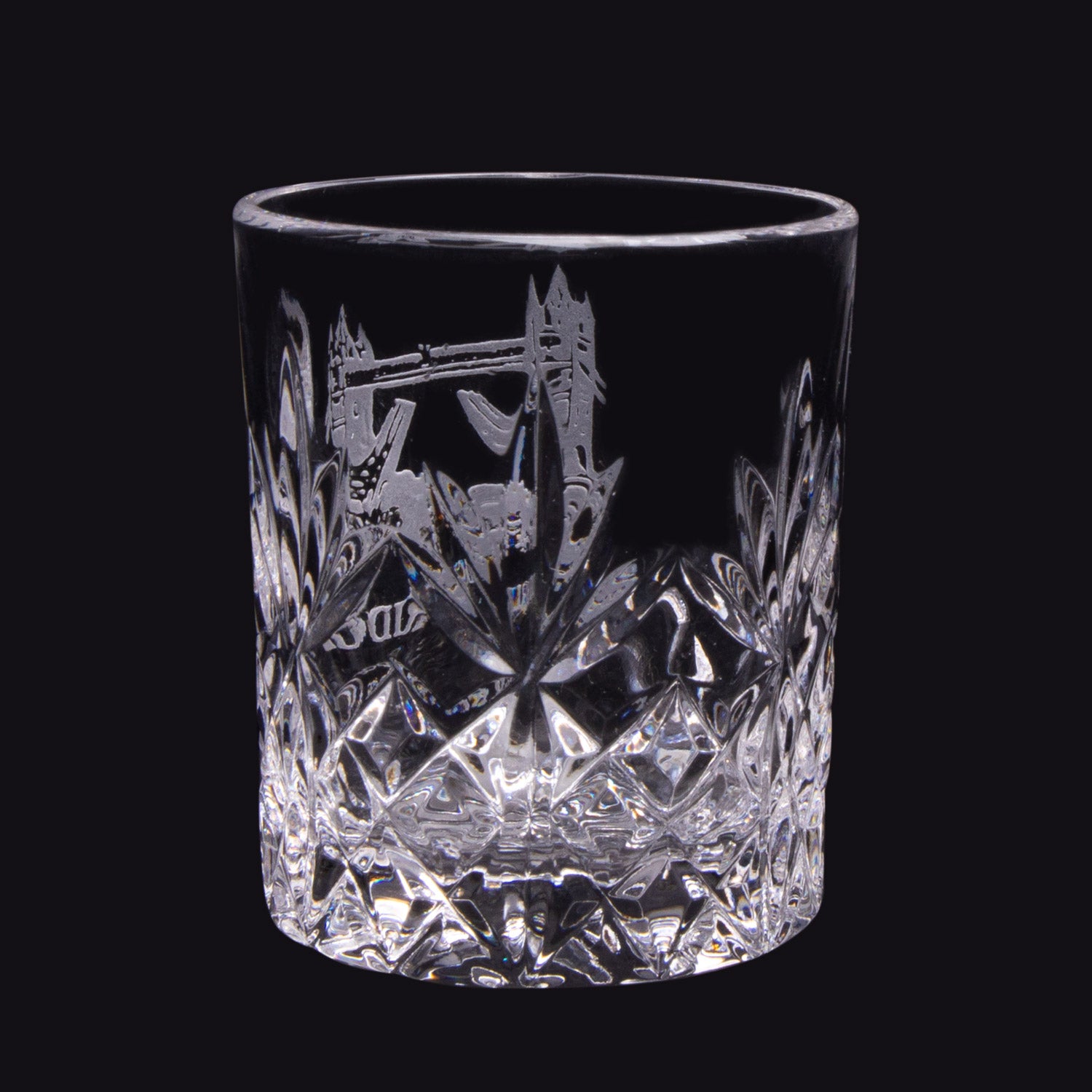 Rear view of Royal Scott Crystal 2oz Shot Glass Tower Bridge