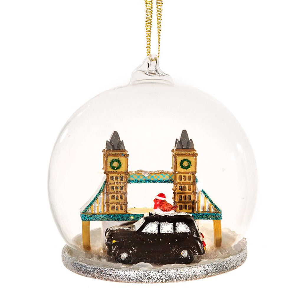 Sass & Belle Tower Bridge With Taxi Dome Bauble Christmas Decoration