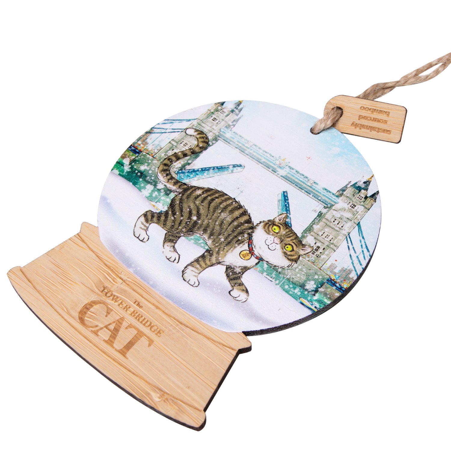 The Tower Bridge Cat Wooden Snowglobe Decoration 2