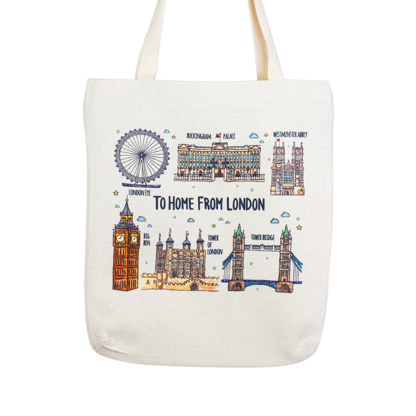 To Home From London Landmarks Canvas Tote Bag