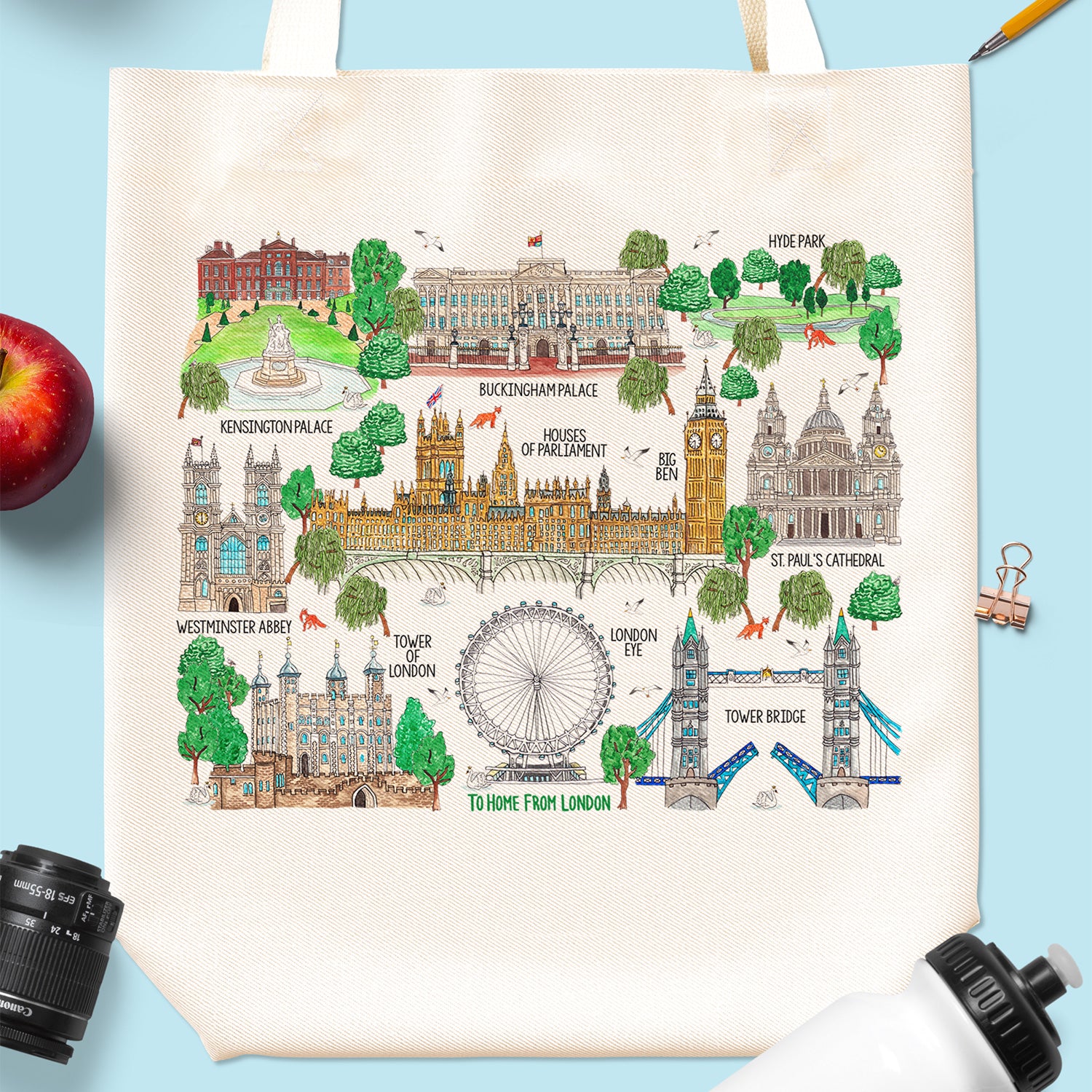To Home From London - Canvas Tote Bag - Landmarks 2
