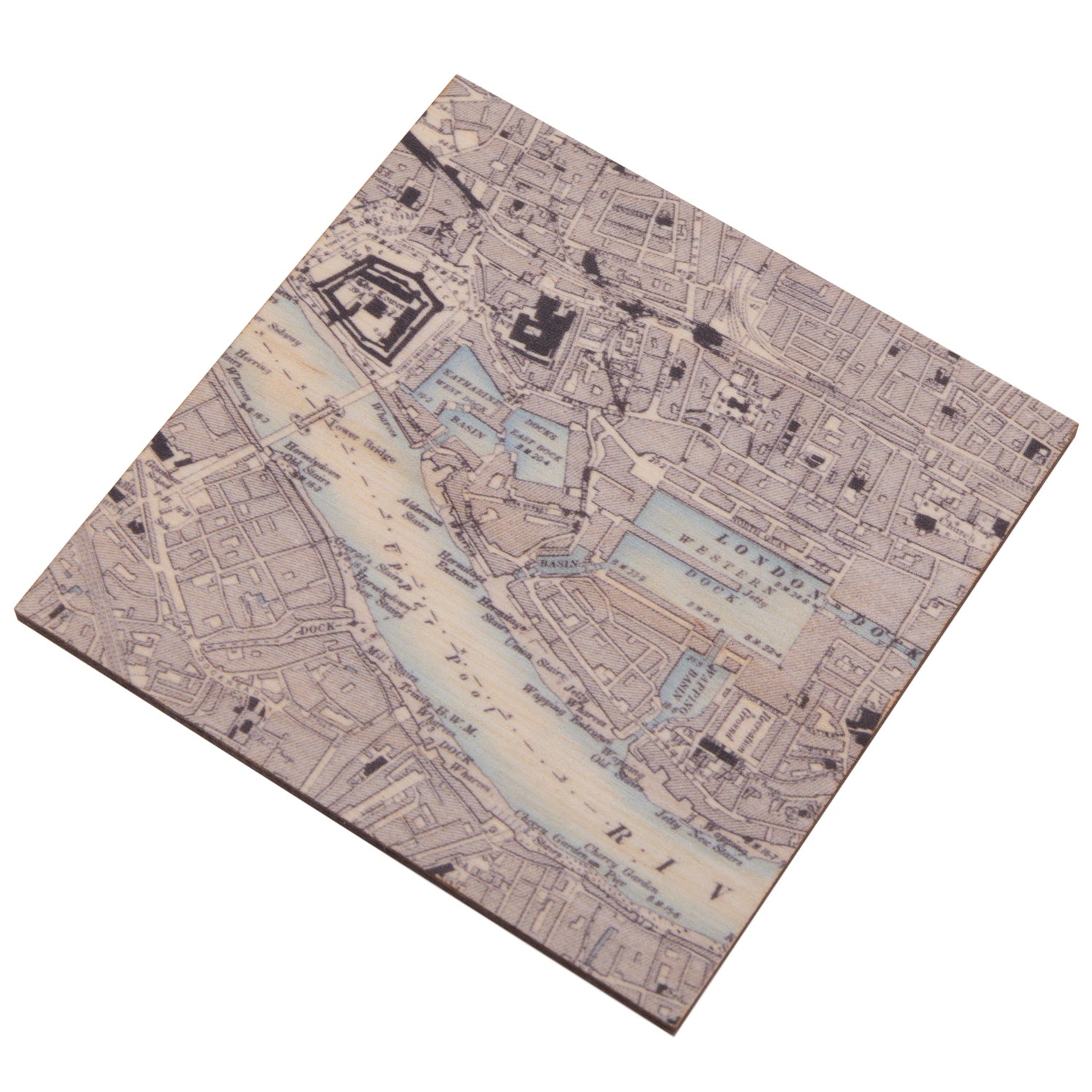 Tower Bridge Wooden Vintage Map Coaster 2