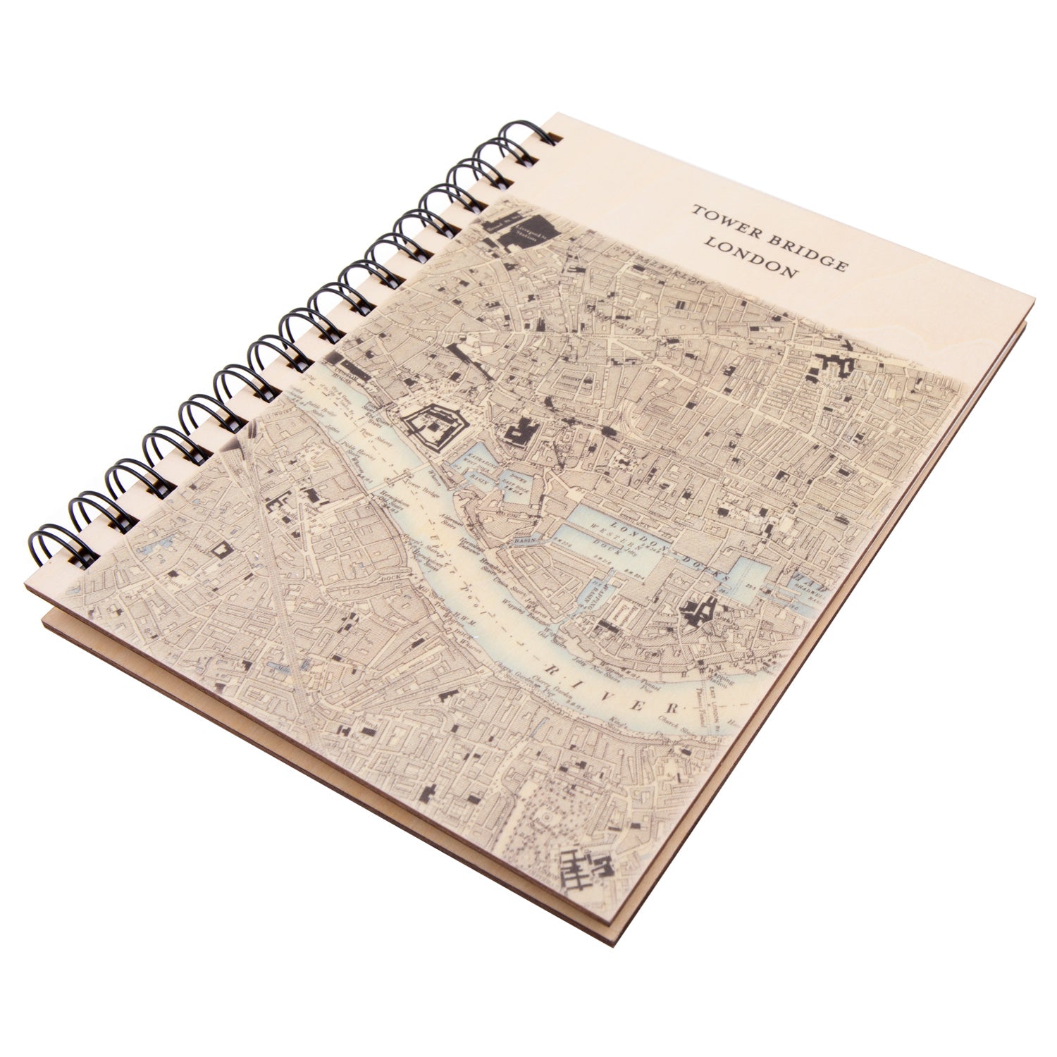 Tower Bridge Wooden Vintage Map Notebook 2