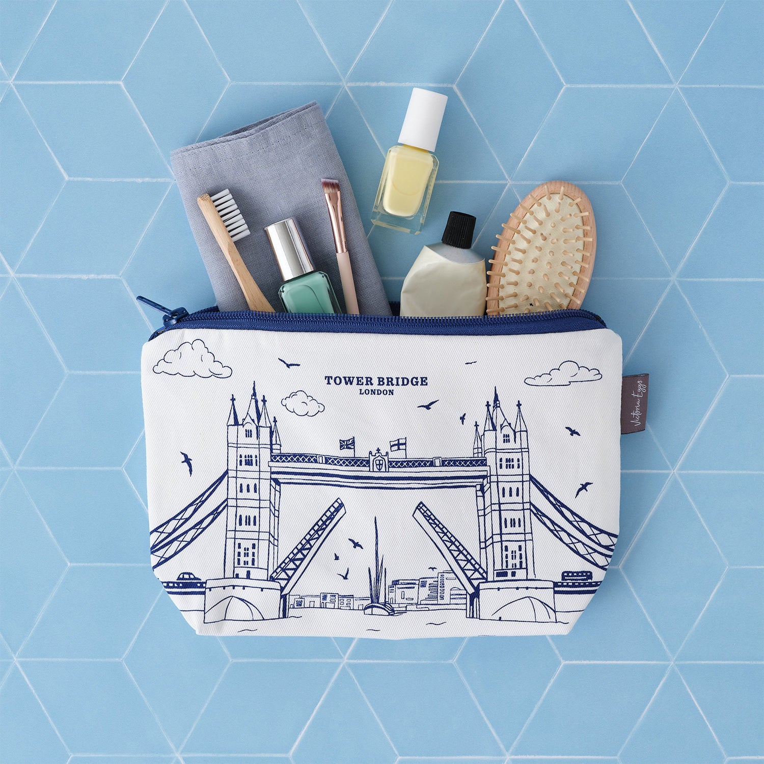 Tower Bridge Cosmetic Bag by Victoria Eggs