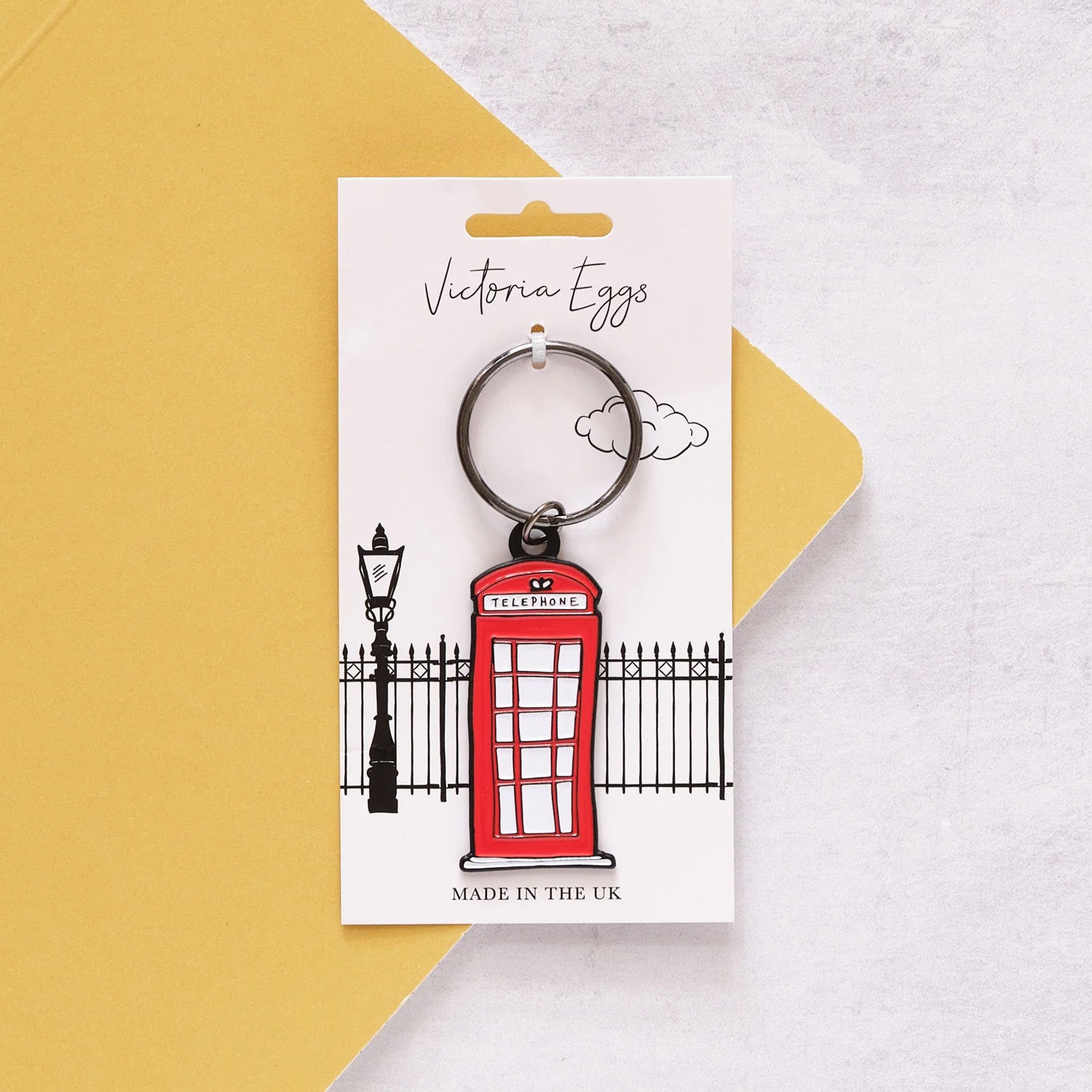 Victoria Eggs Enamel Telephone Box Keyring 1