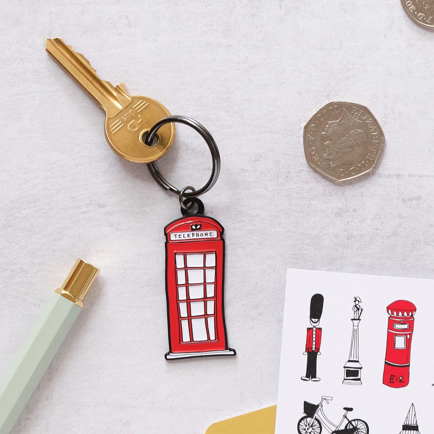 Victoria Eggs Enamel Telephone Box Keyring 2