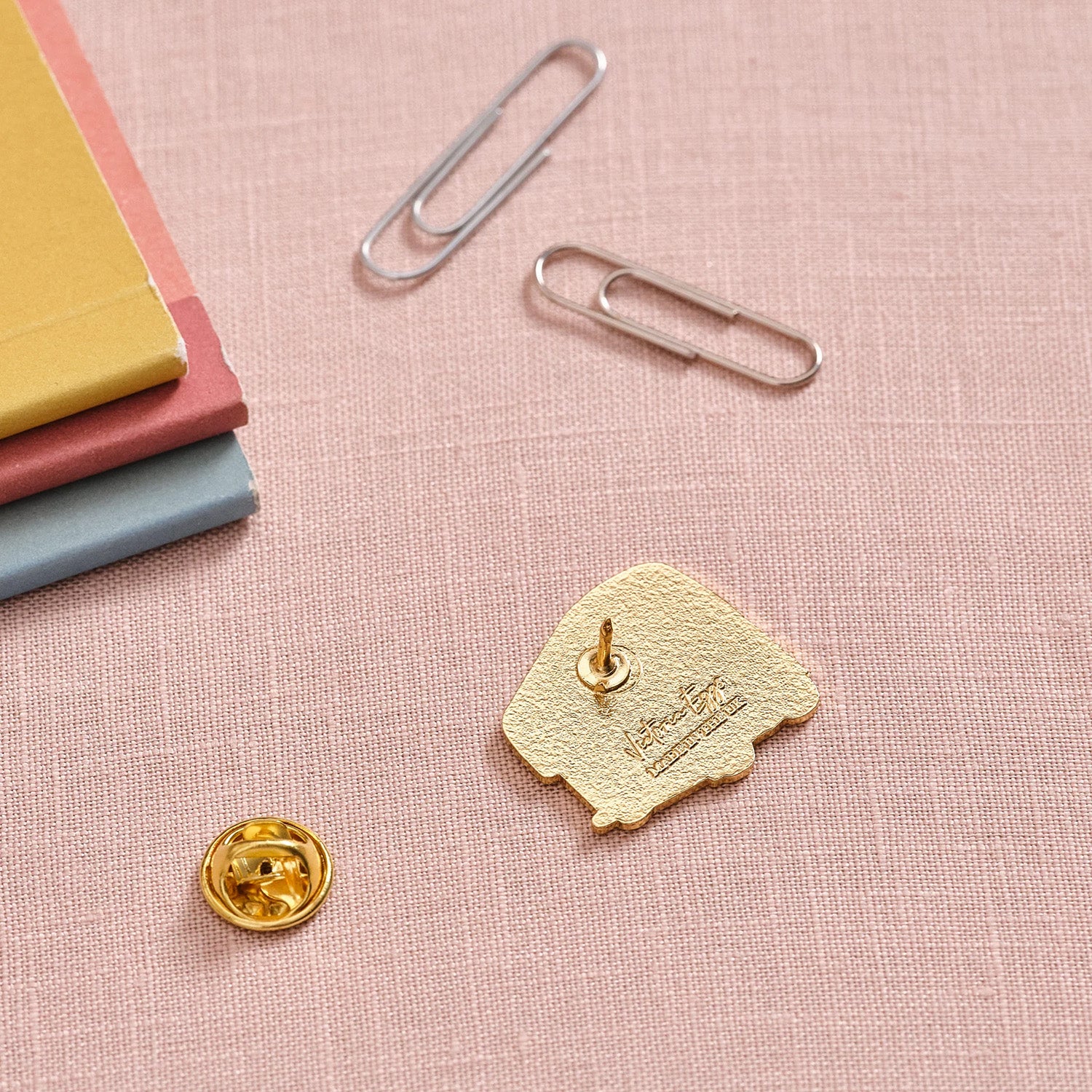 Victoria Eggs Gold Bus Pin Badge 4