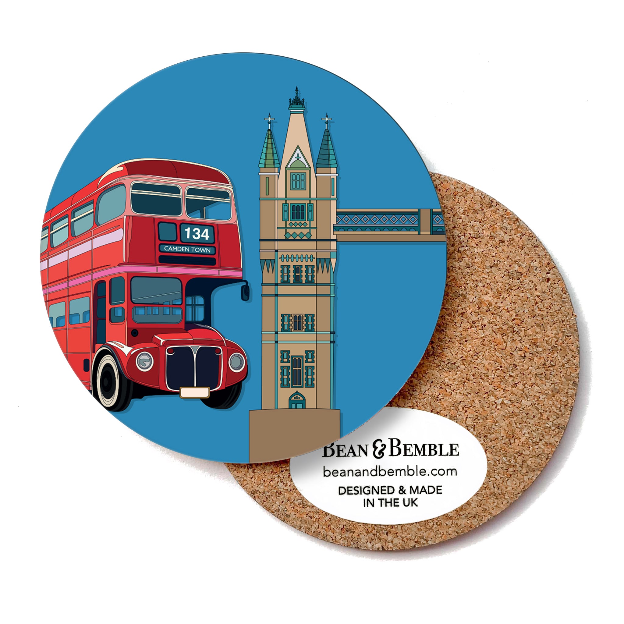 Bean & Bemble London City Tower Bridge & Bus Round Coaster