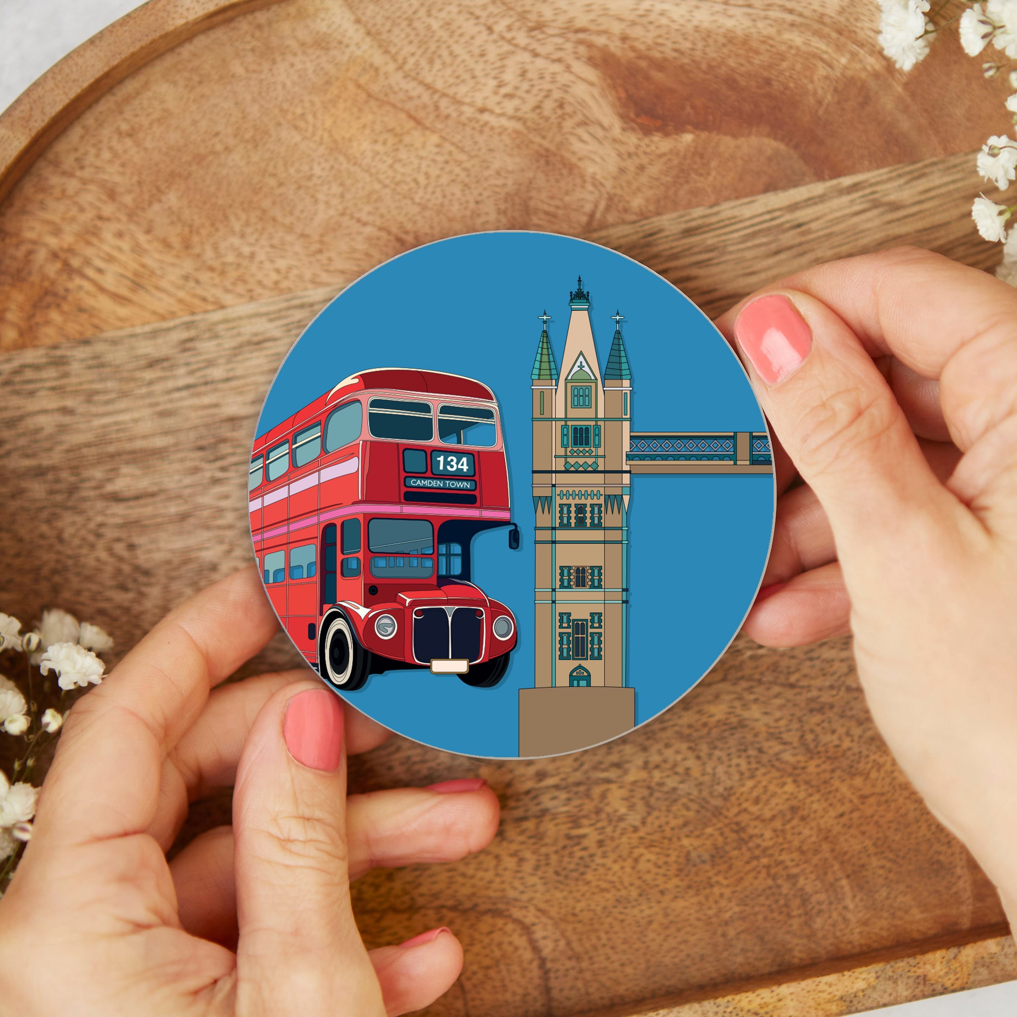 Bean & Bemble London City Tower Bridge & Bus Round Coaster