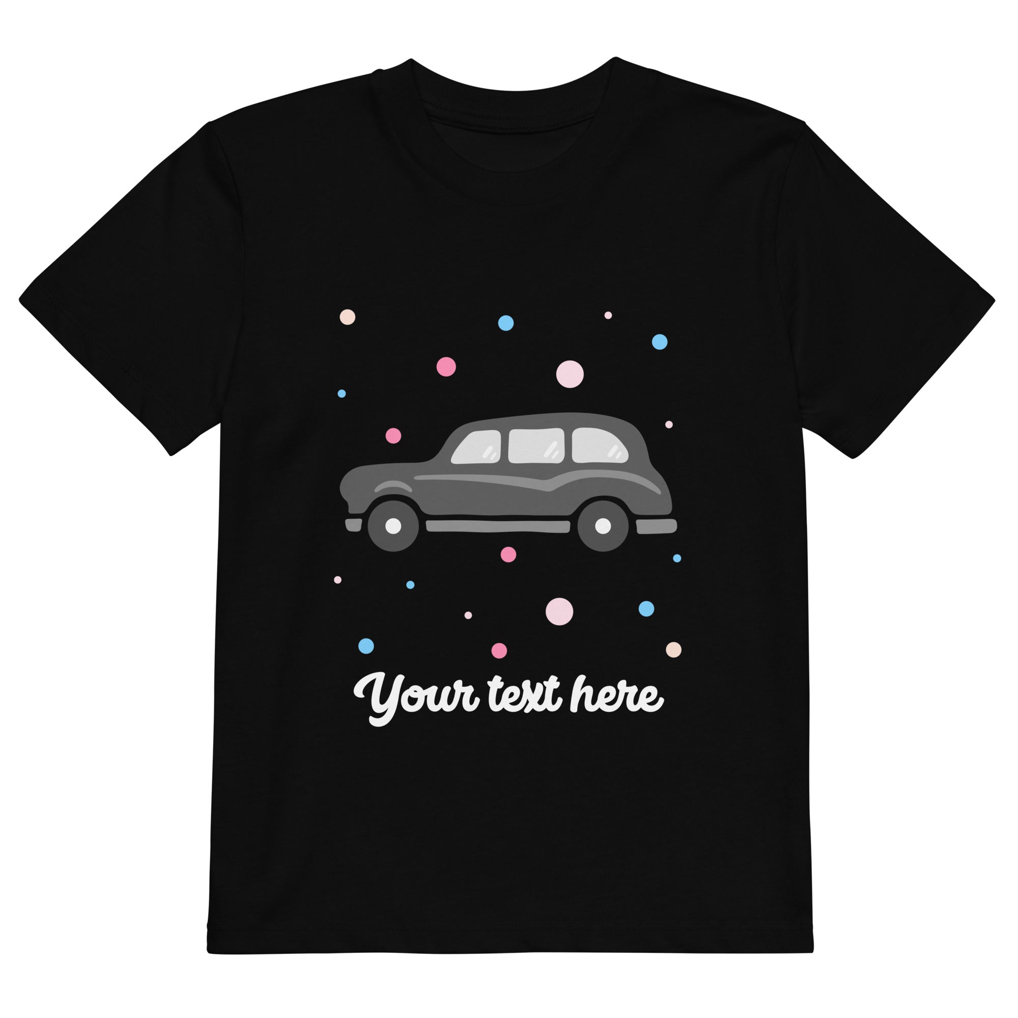 Personalised Custom Text - Organic Cotton Kids T-Shirt - London Doodles - Black Taxi - Black 1
