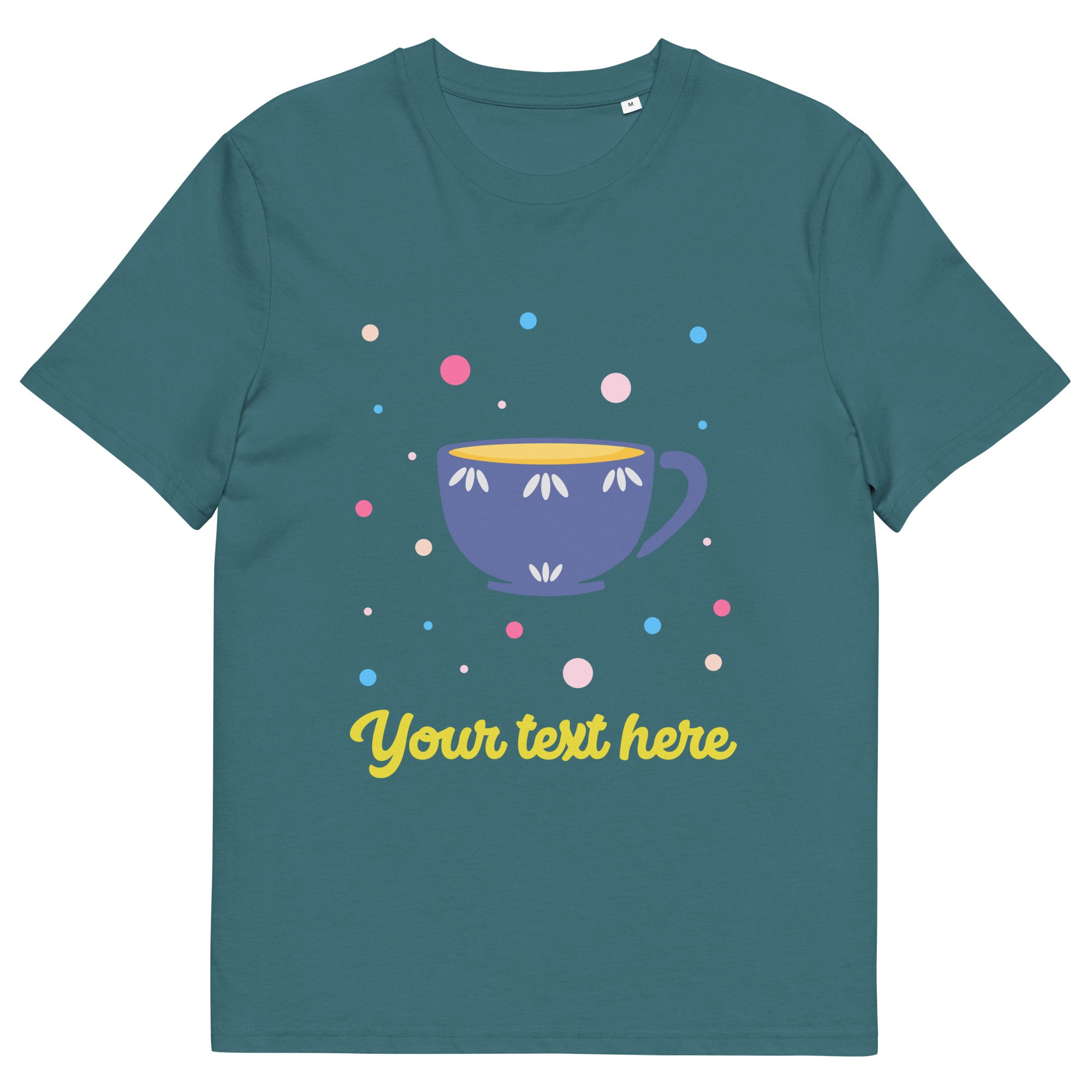 Personalised Custom Text - Organic Cotton Adults Unisex T-Shirt - London Doodles - Cup Of Tea - Stargazer