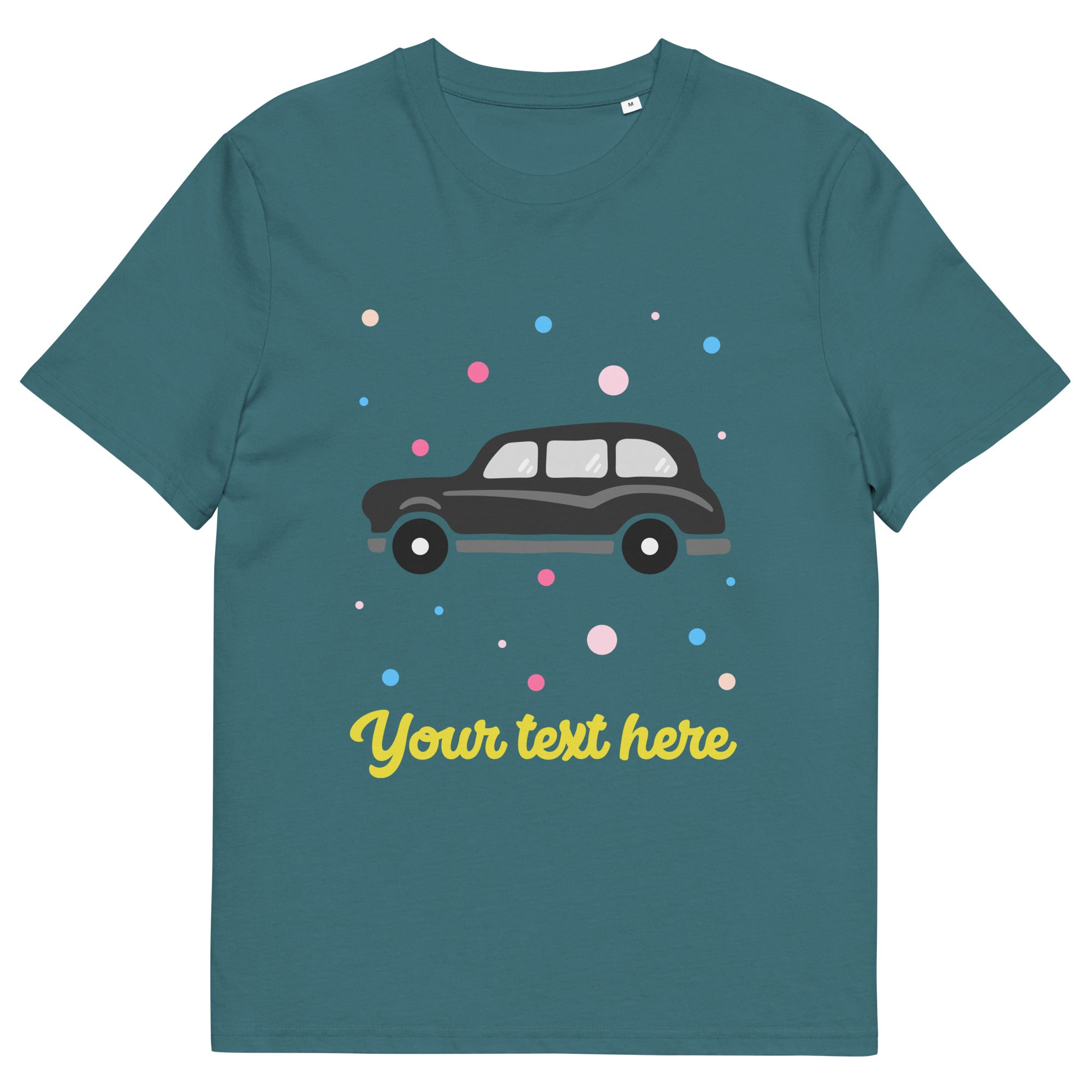 Personalised Custom Text - Organic Cotton Adults Unisex T-Shirt - London Doodles - Black Taxi - Stargazer