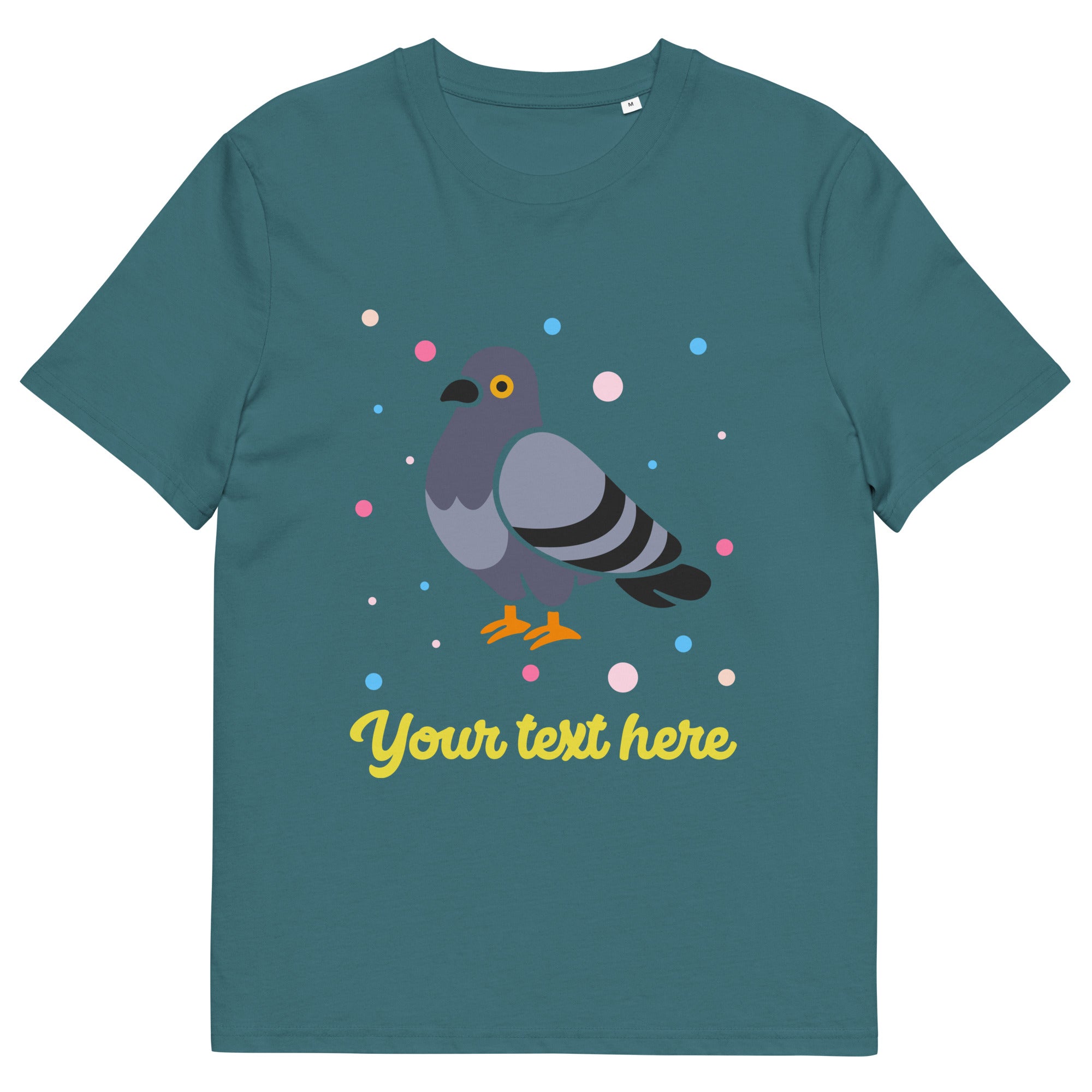 Personalised Custom Text - Organic Cotton Adults Unisex T-Shirt - London Doodles - Pigeon - Stargazer