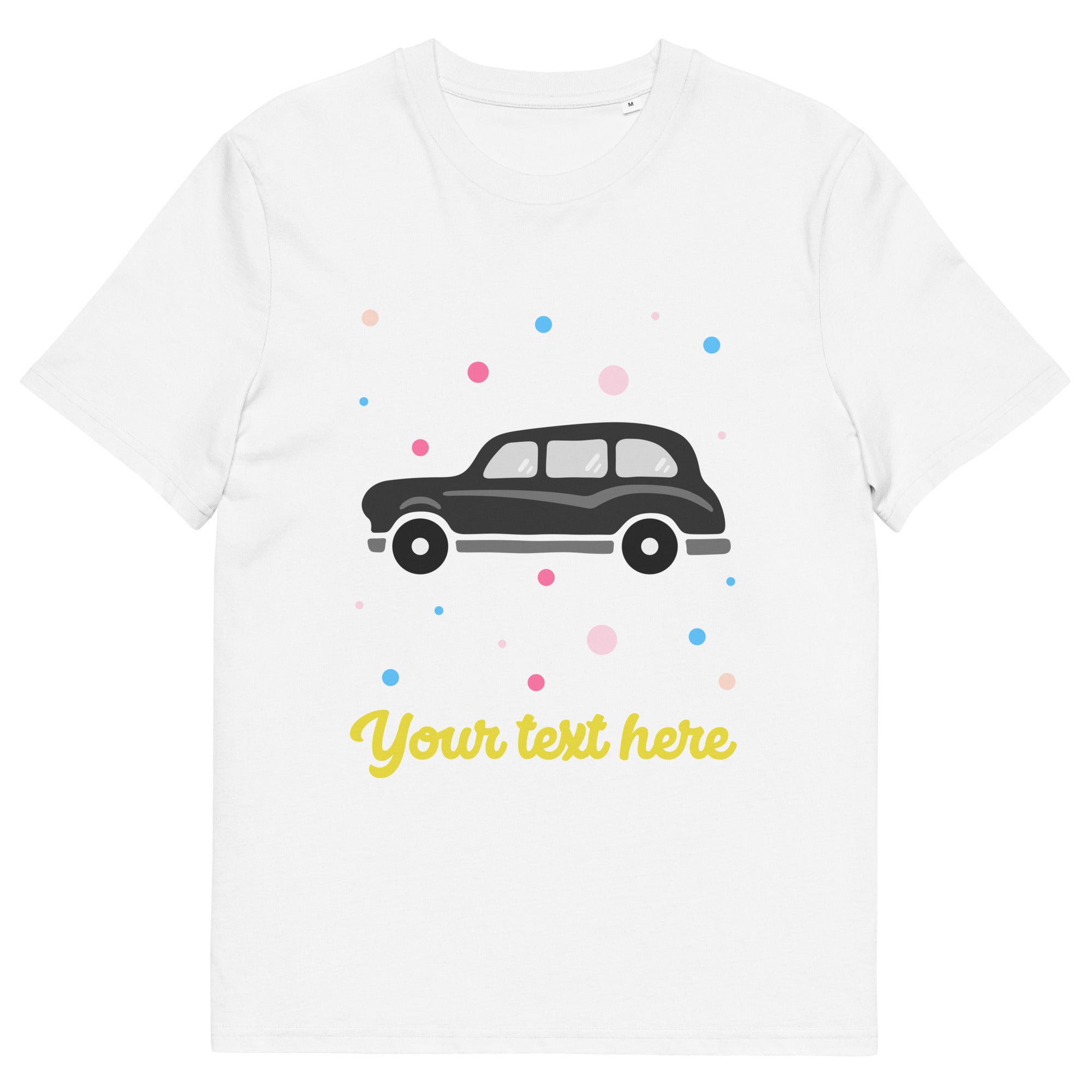 Personalised Custom Text - Organic Cotton Adults Unisex T-Shirt - London Doodles - Black Taxi