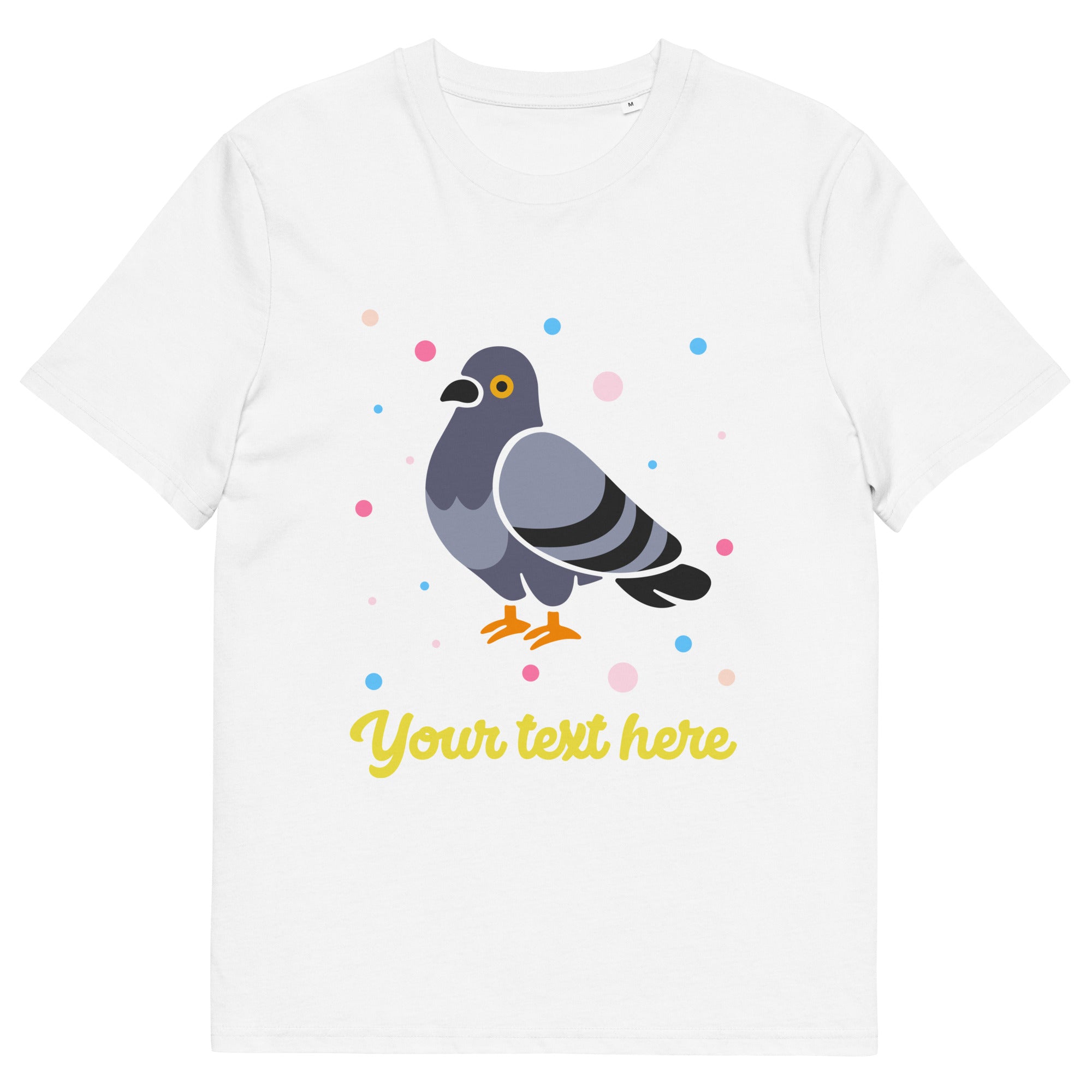 Personalised Custom Text - Organic Cotton Adults Unisex T-Shirt - London Doodles - Pigeon