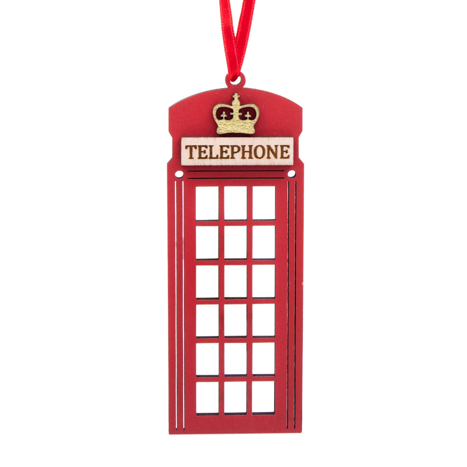 Artcuts Telephone Box Hanging Wooden Decoration 1