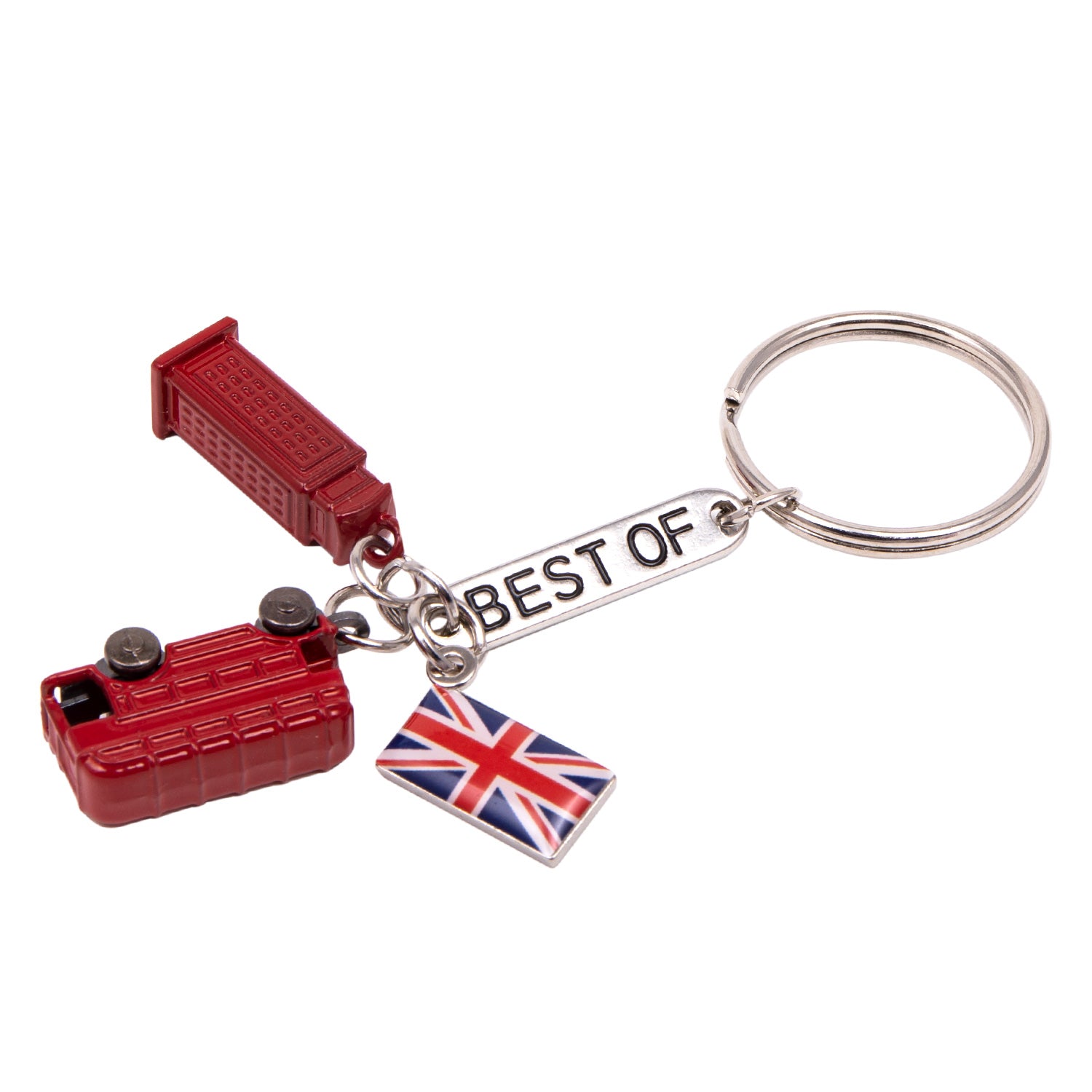Best of British - London Bus, Telephone Box and Union Jack Die Cast Keyring 1