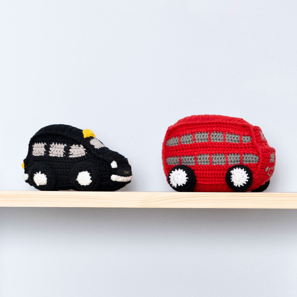 Double Decker Bus Crochet Baby Toy With Rattle lifestyle