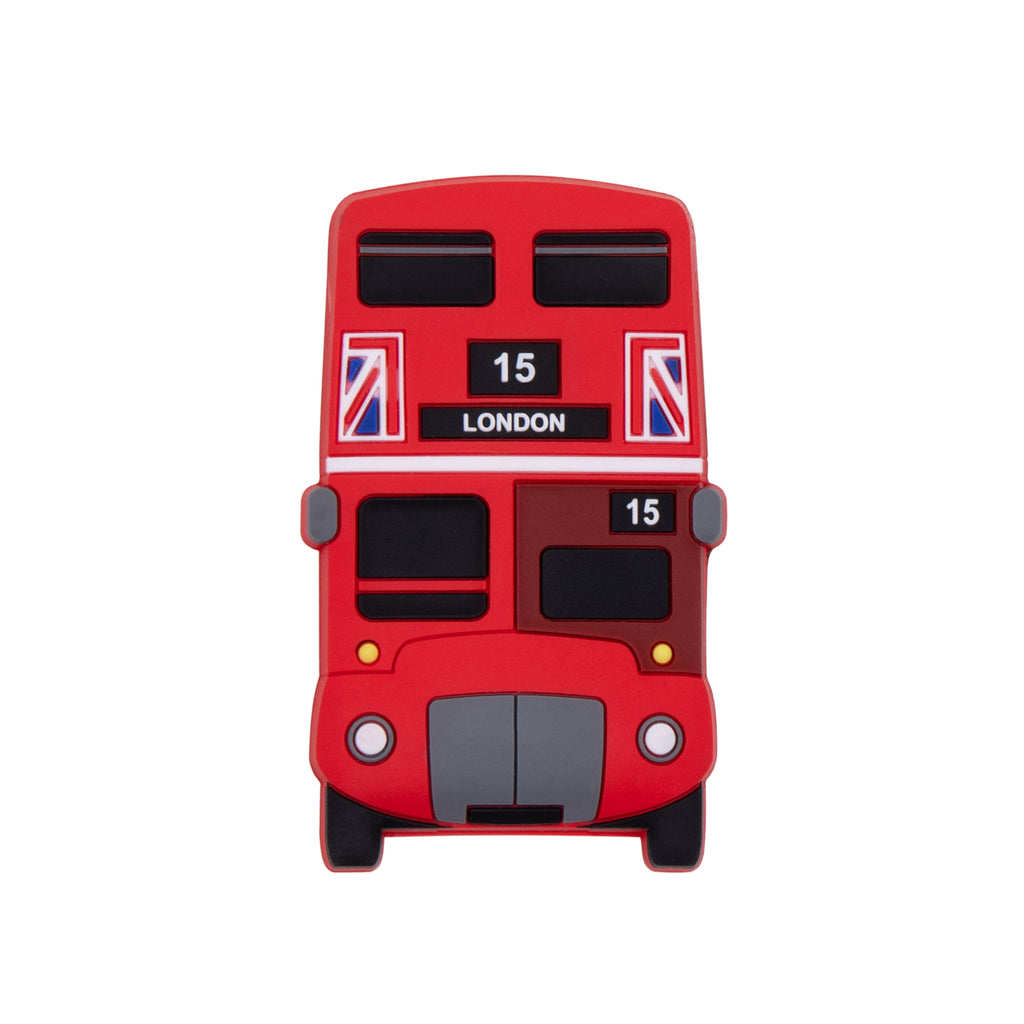 Octopus riding a double decker red bus in the city Magnet for