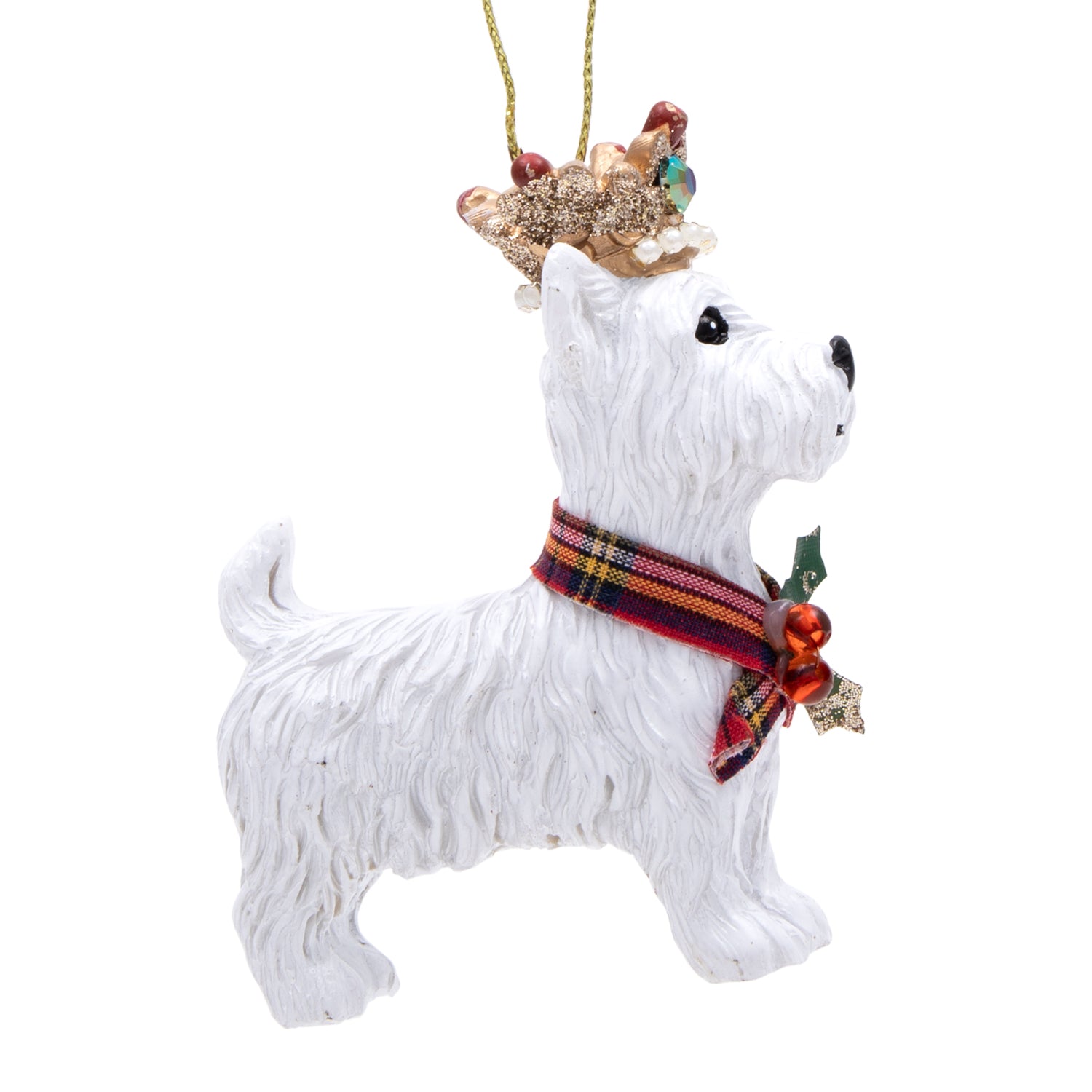 Gisela Graham West Highland Terrier Dog With Crown Christmas Decoration
