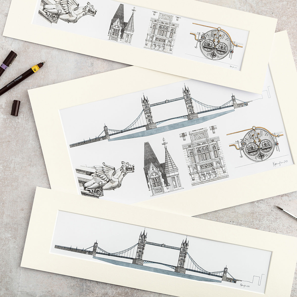 Katherine Jones Tower Bridge Architectural Details Print - 20 x 6 Inches