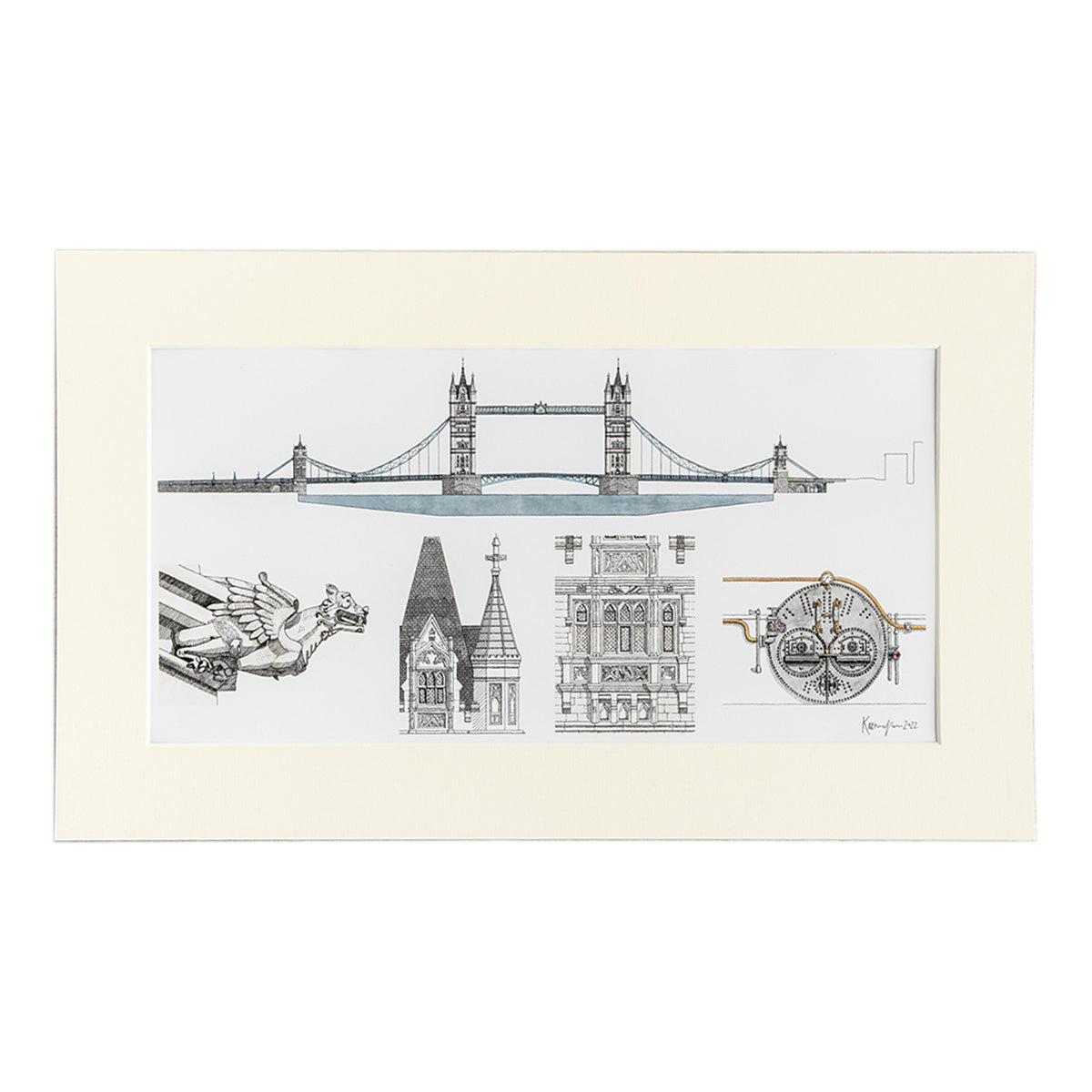 Katherine Jones Tower Bridge Architectural Details Print - 20 x 12 Inches