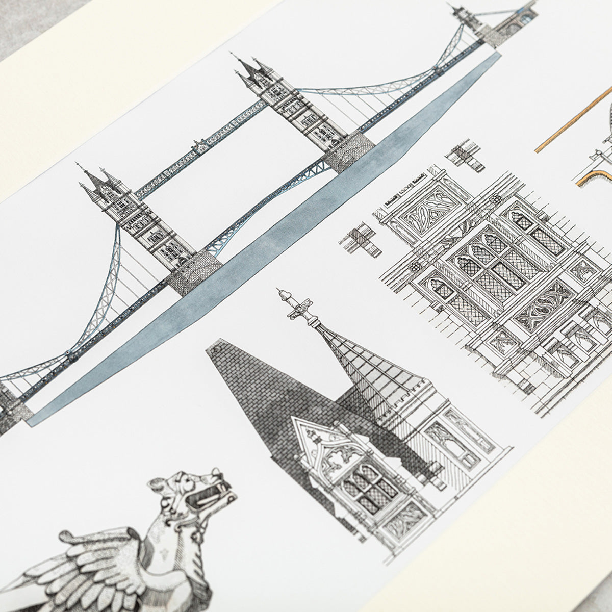 Katherine Jones Tower Bridge Architectural Details Print - 20 x 12 Inches