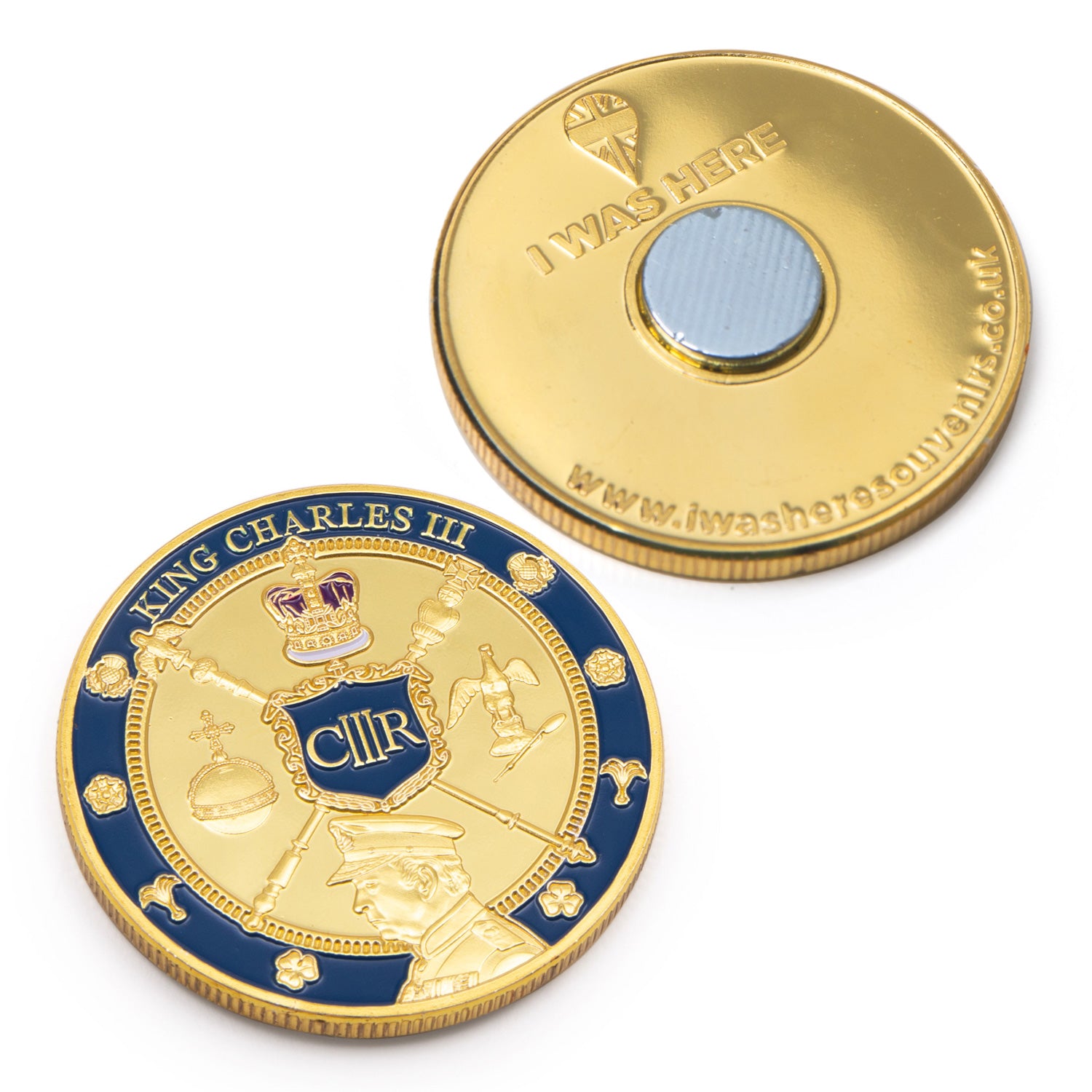King Charles III Coronation 2023 Medal Coin Souvenir Magnet - Gold 1