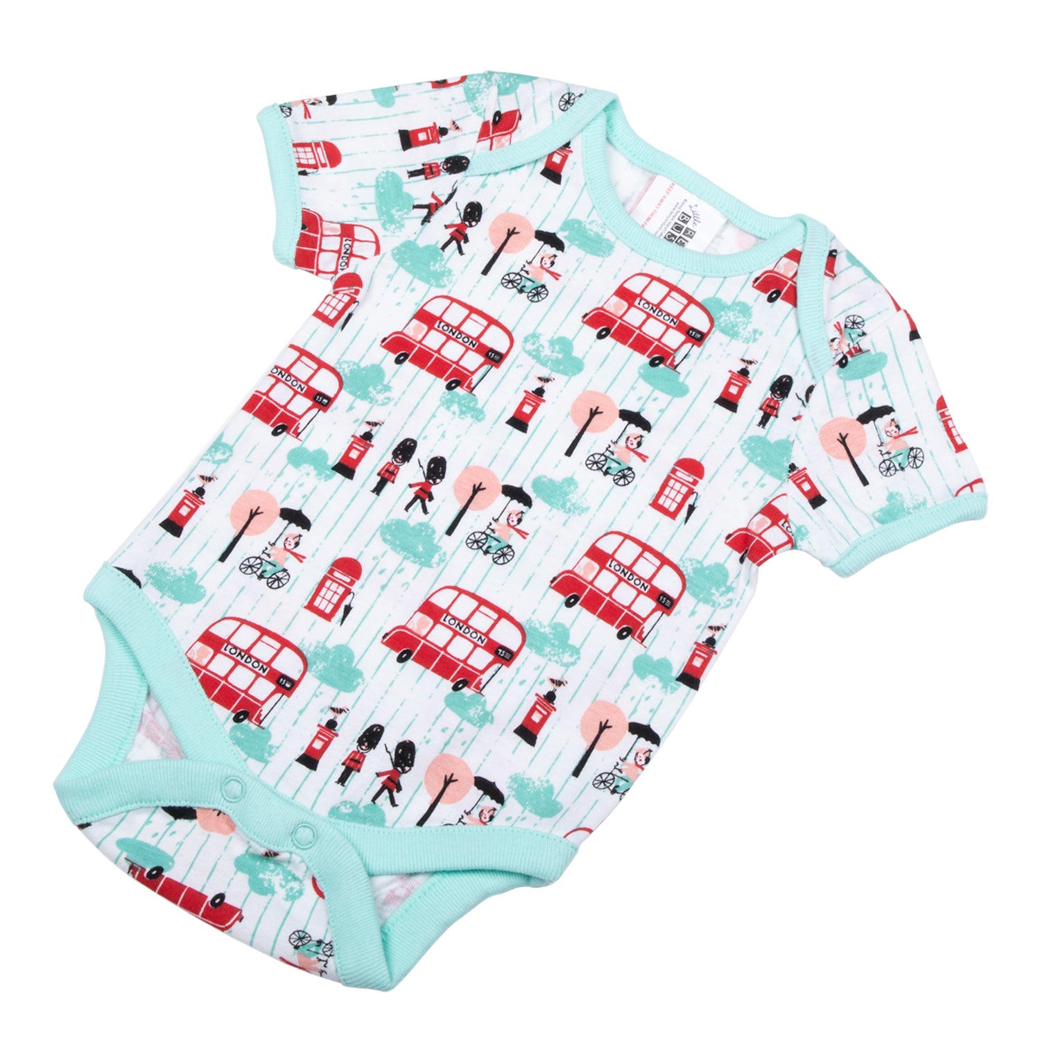Little Red Bus Baby Body Suit front