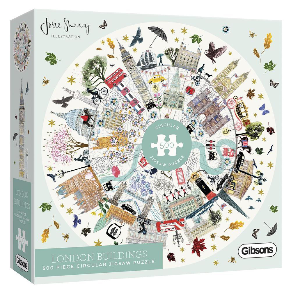 Gibsons London Buildings 500 Piece Circular Puzzle - Josie Shenoy box