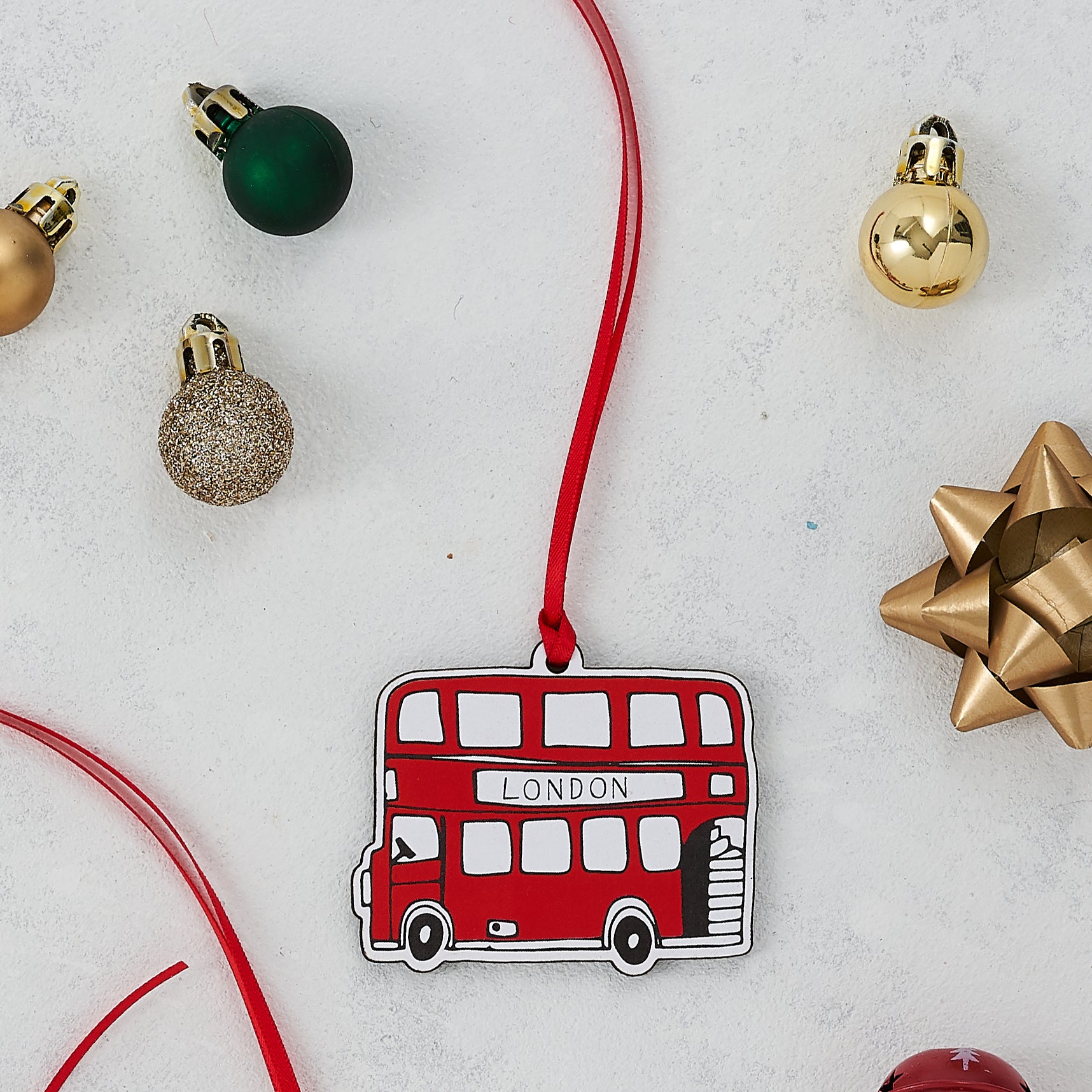 Red London Bus Wooden Christmas Decoration by Victoria Eggs 2