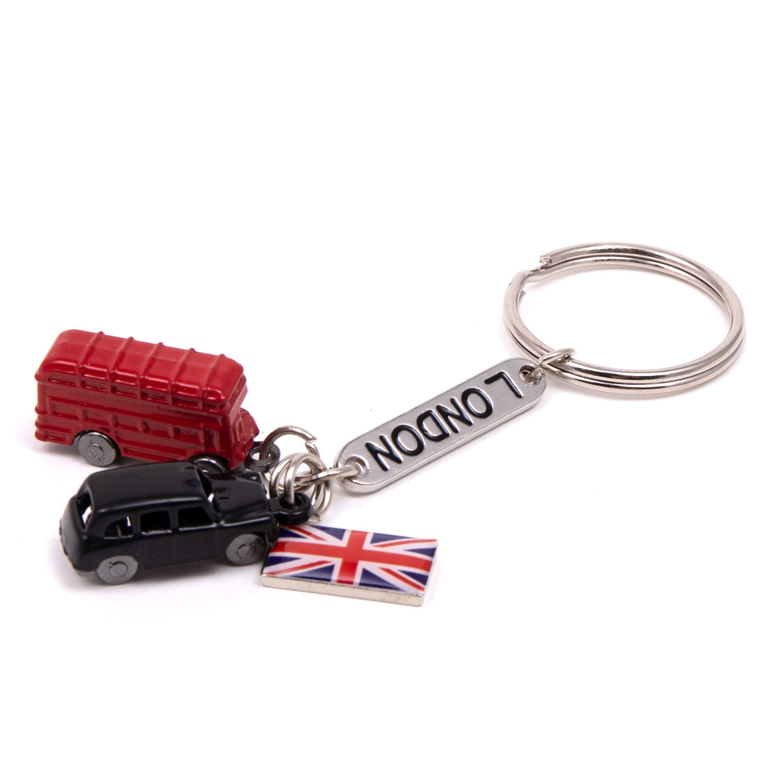 London Bus, Black Taxi and Union Jack Die Cast Keyring 1