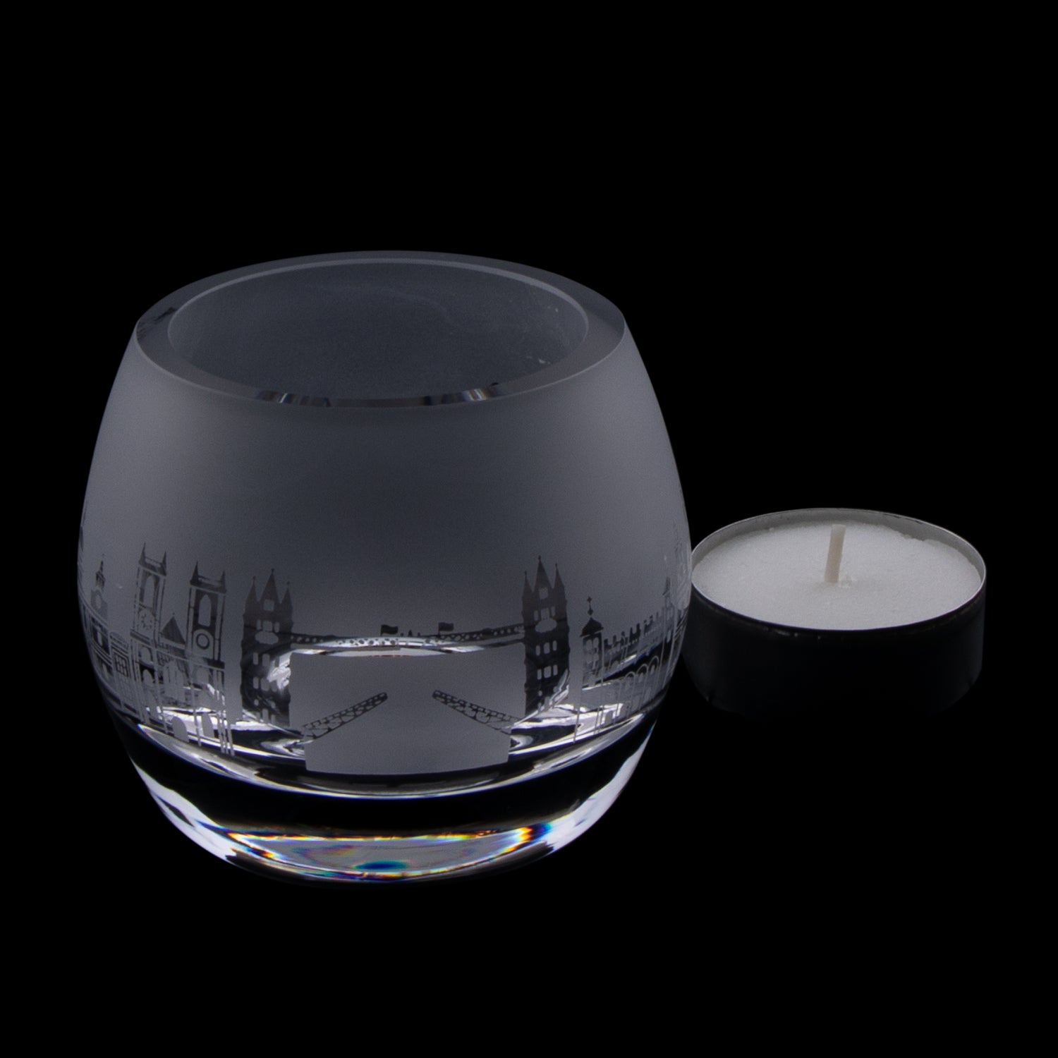 London Tea Light Glass Holder - Black 1