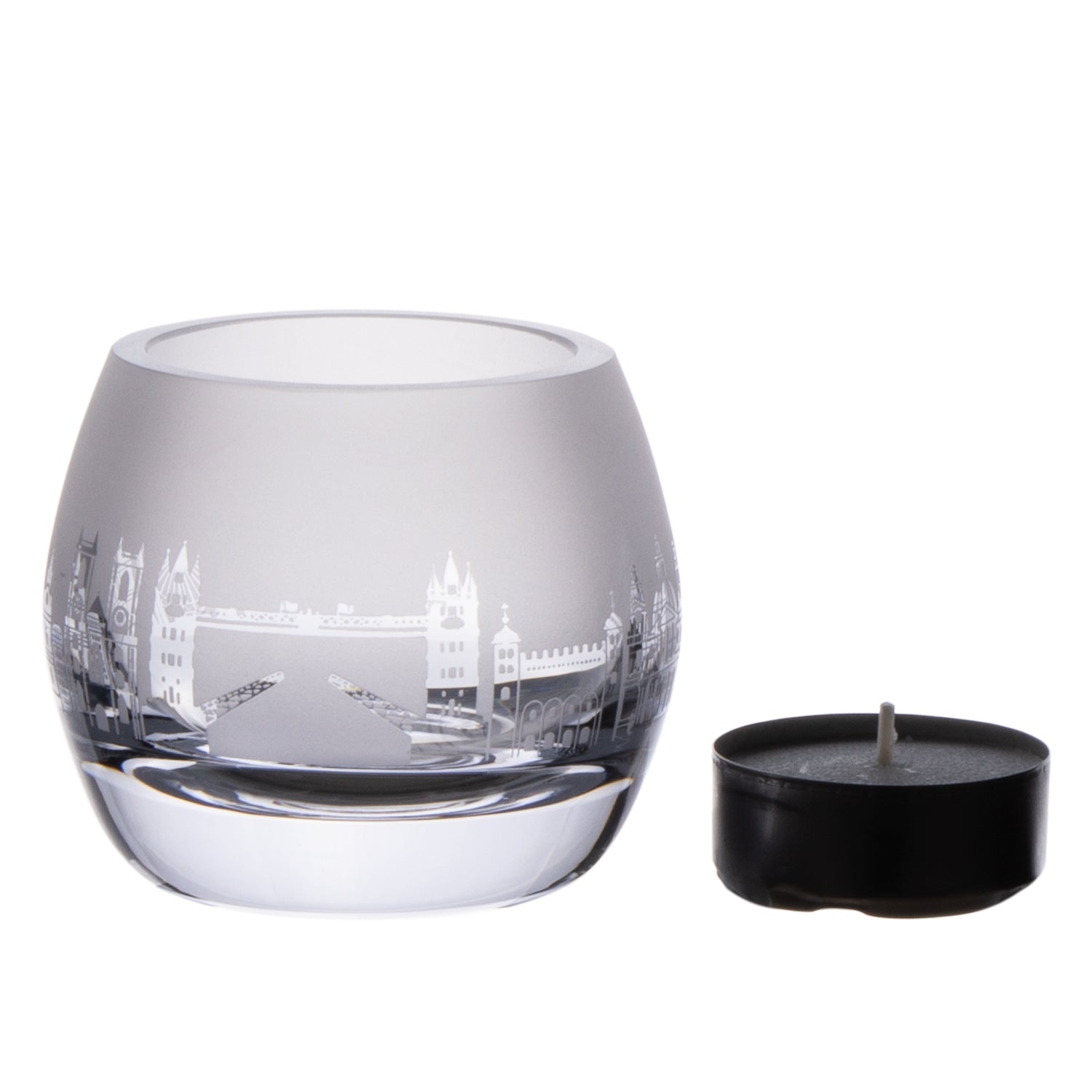 London Tea Light Glass Holder - White 1