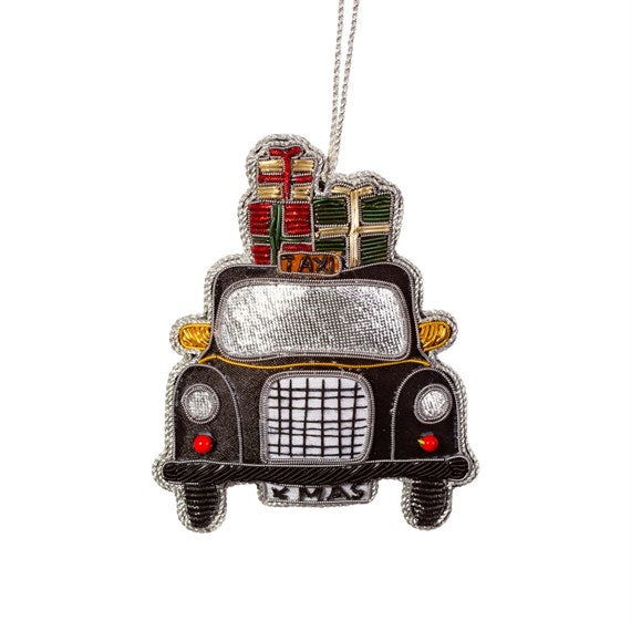 Sass & Belle London Taxi Embroidered Christmas Decoration 1